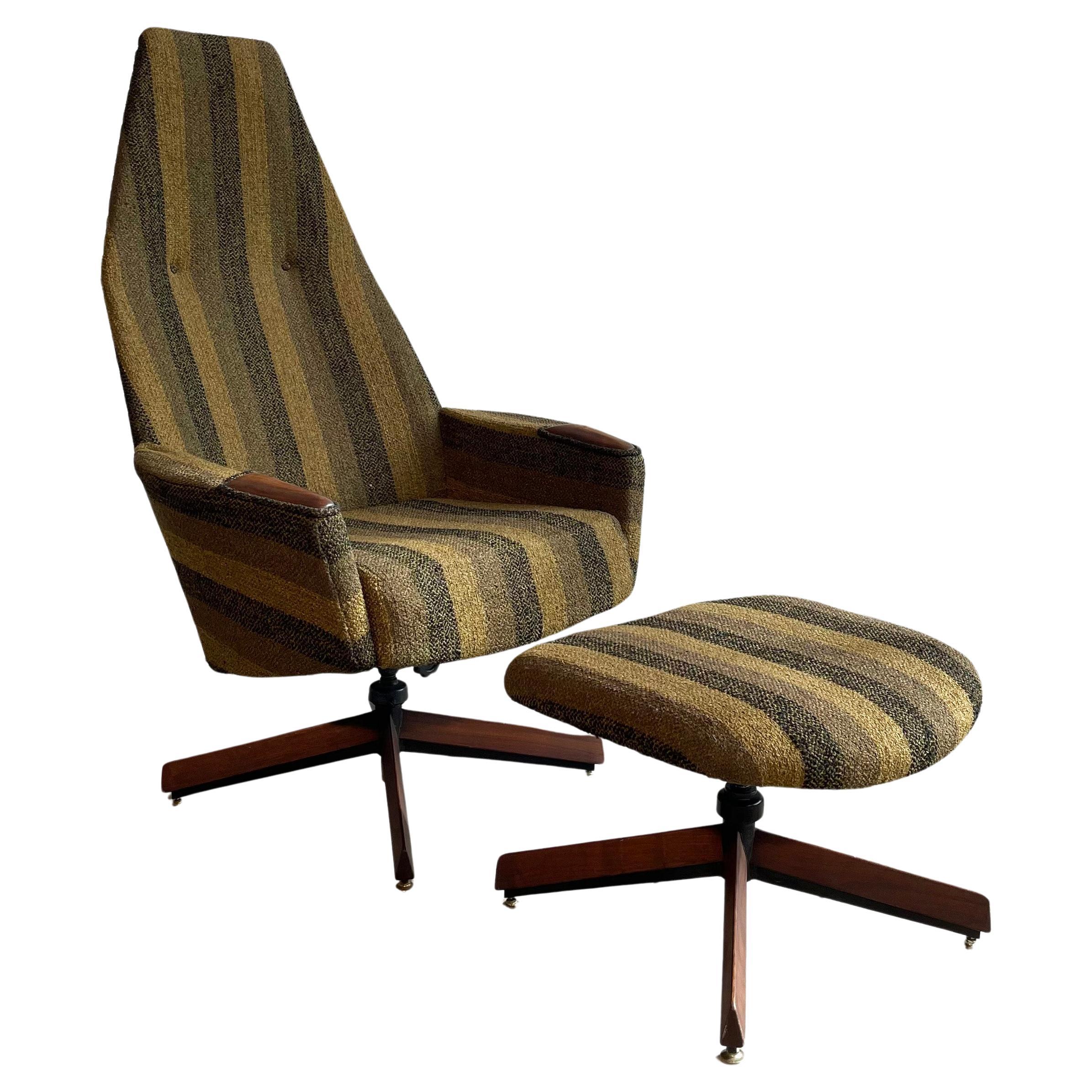 Mid-Century Modern Lounge Chair Ottoman Set By Adrian Pearsall, Craft Associates For Sale