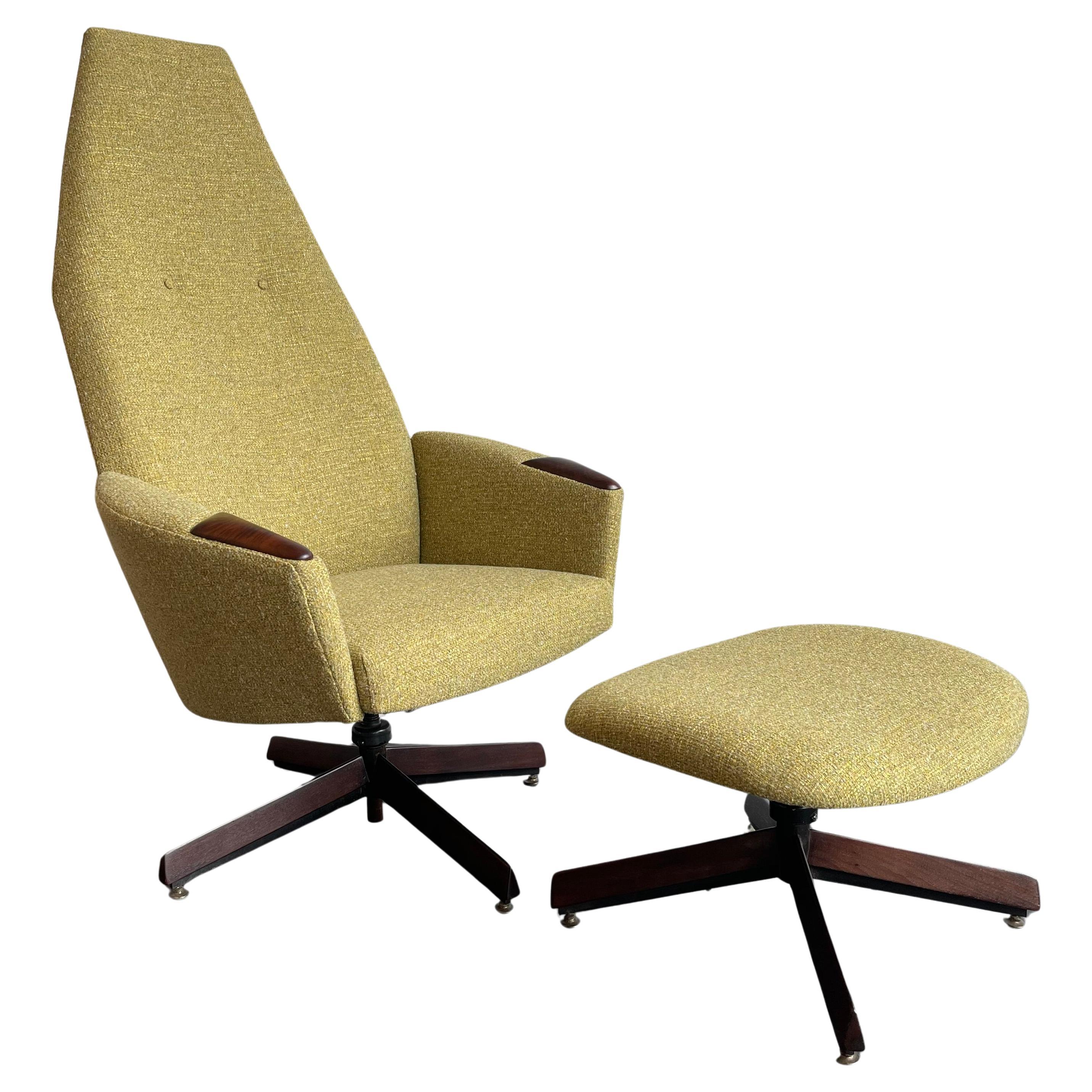 Mid-Century Modern Lounge Chair Ottoman Set By Adrian Pearsall, Craft Associates For Sale