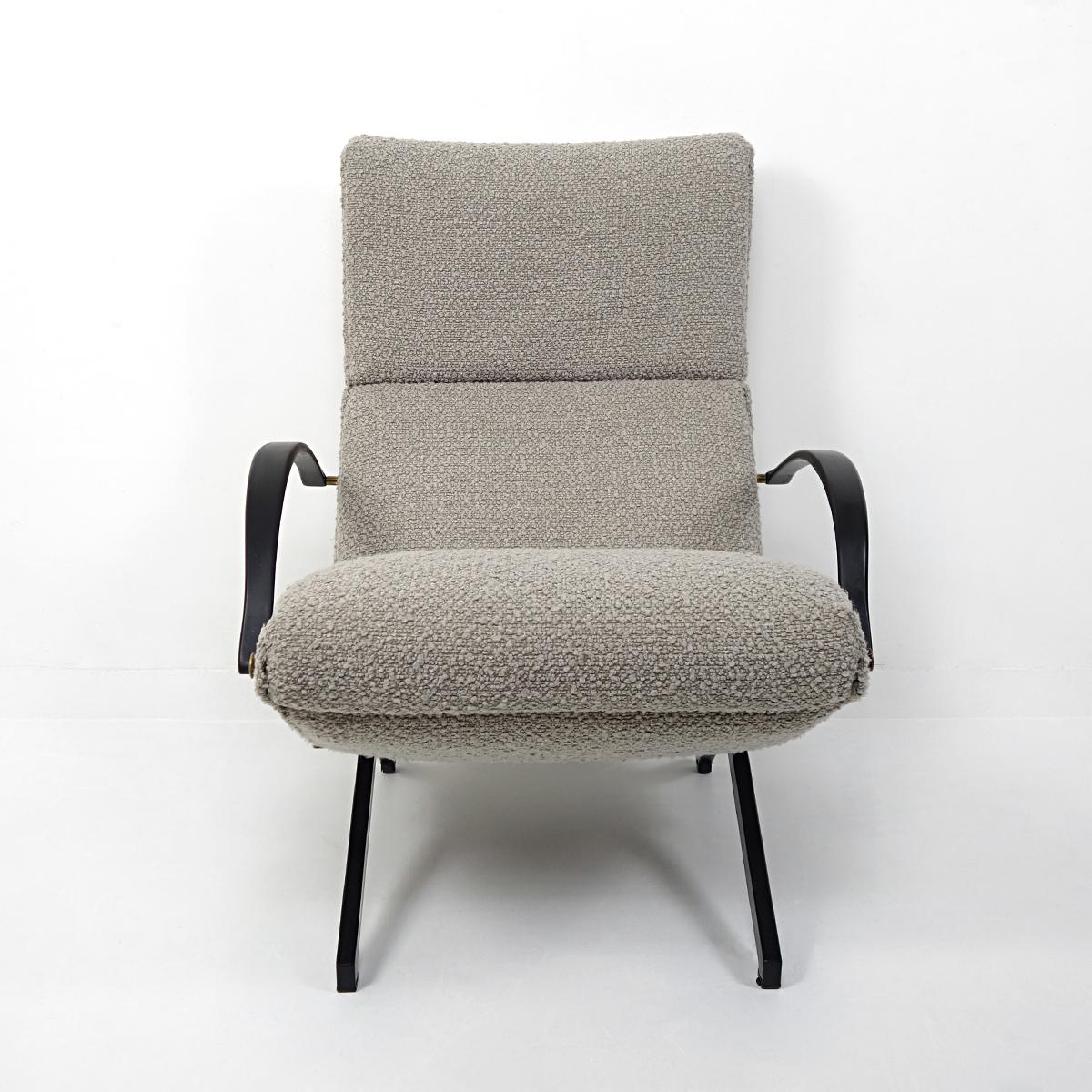 The P40 lounge chair was designed by Osvaldo Borsani for Tecno.

This iconic piece is adjustable in many ways: the headrest can be pulled out, the position of the back rest may vary from high up to completely down, the lower leg support can be up