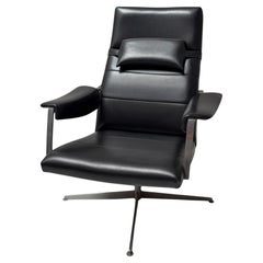 Chaise longue The Modernity avec faux cuir noir, années 1970