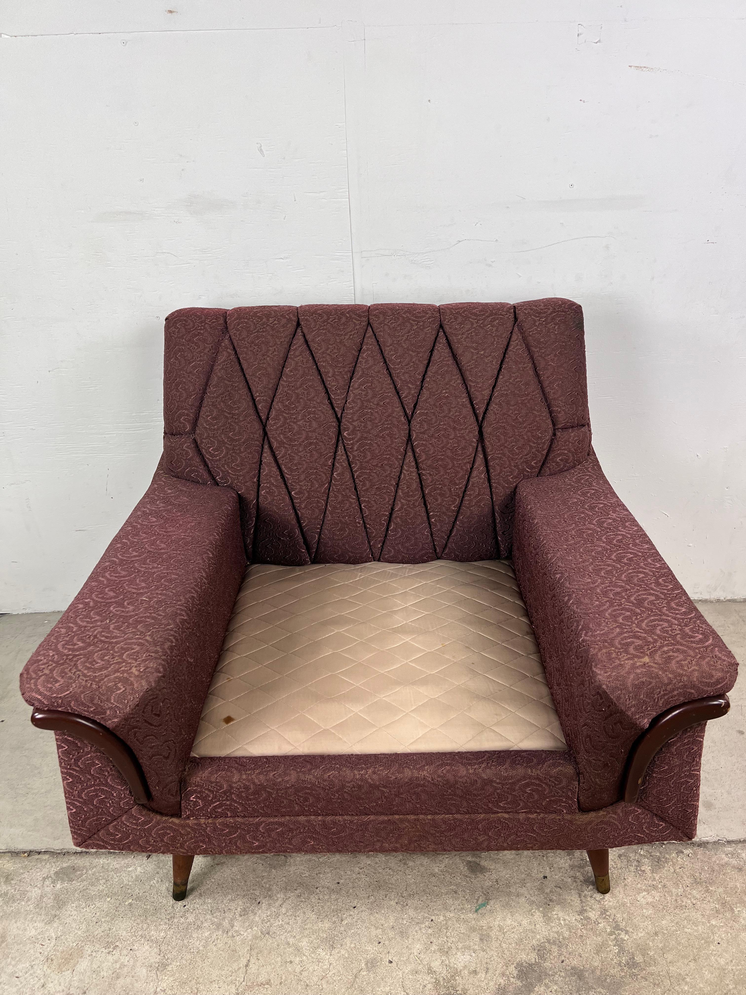Mid Century Modern Lounge Chair with Brown Upholstery For Sale 4