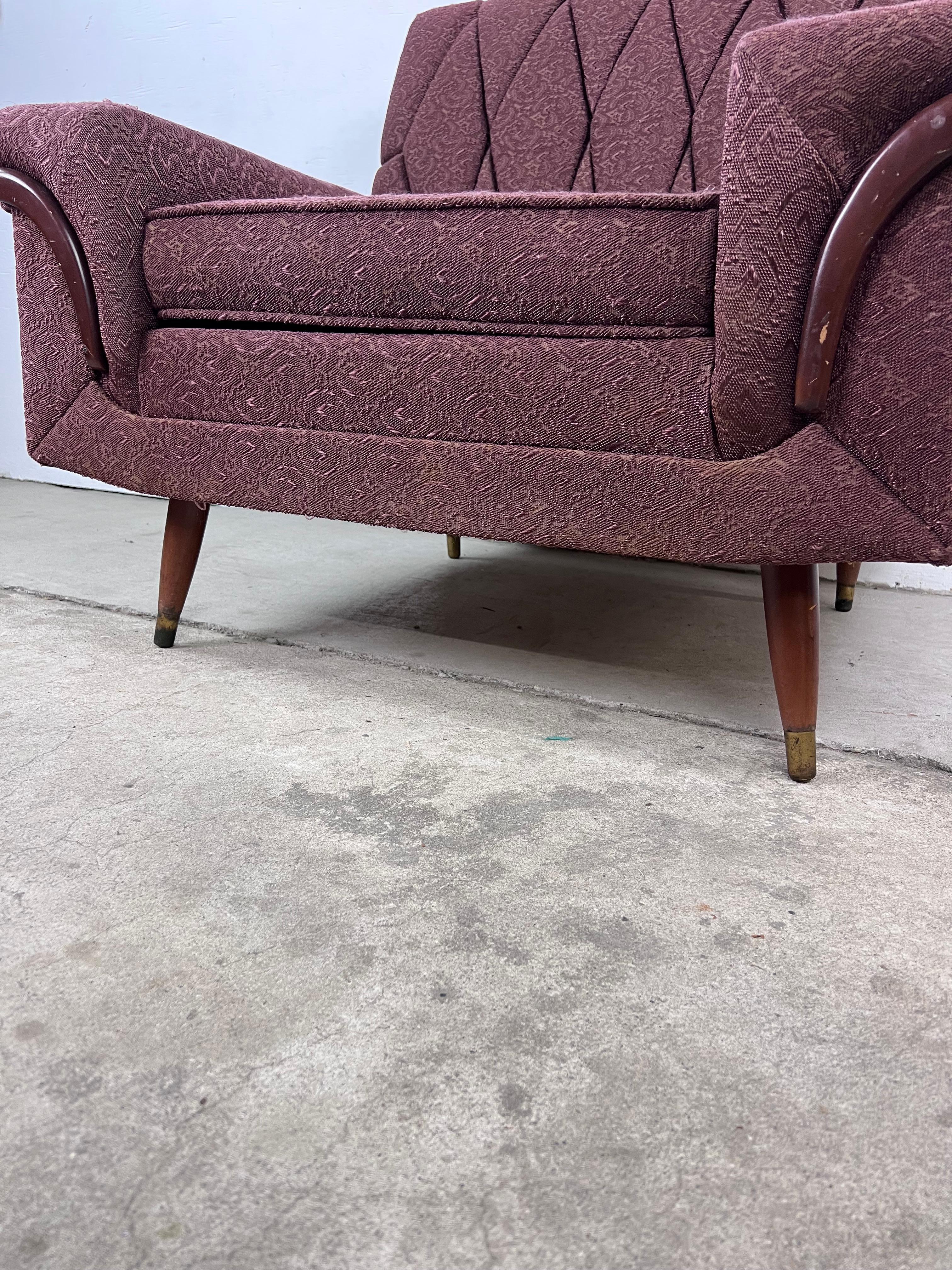 Mid Century Modern Lounge Chair with Brown Upholstery For Sale 5