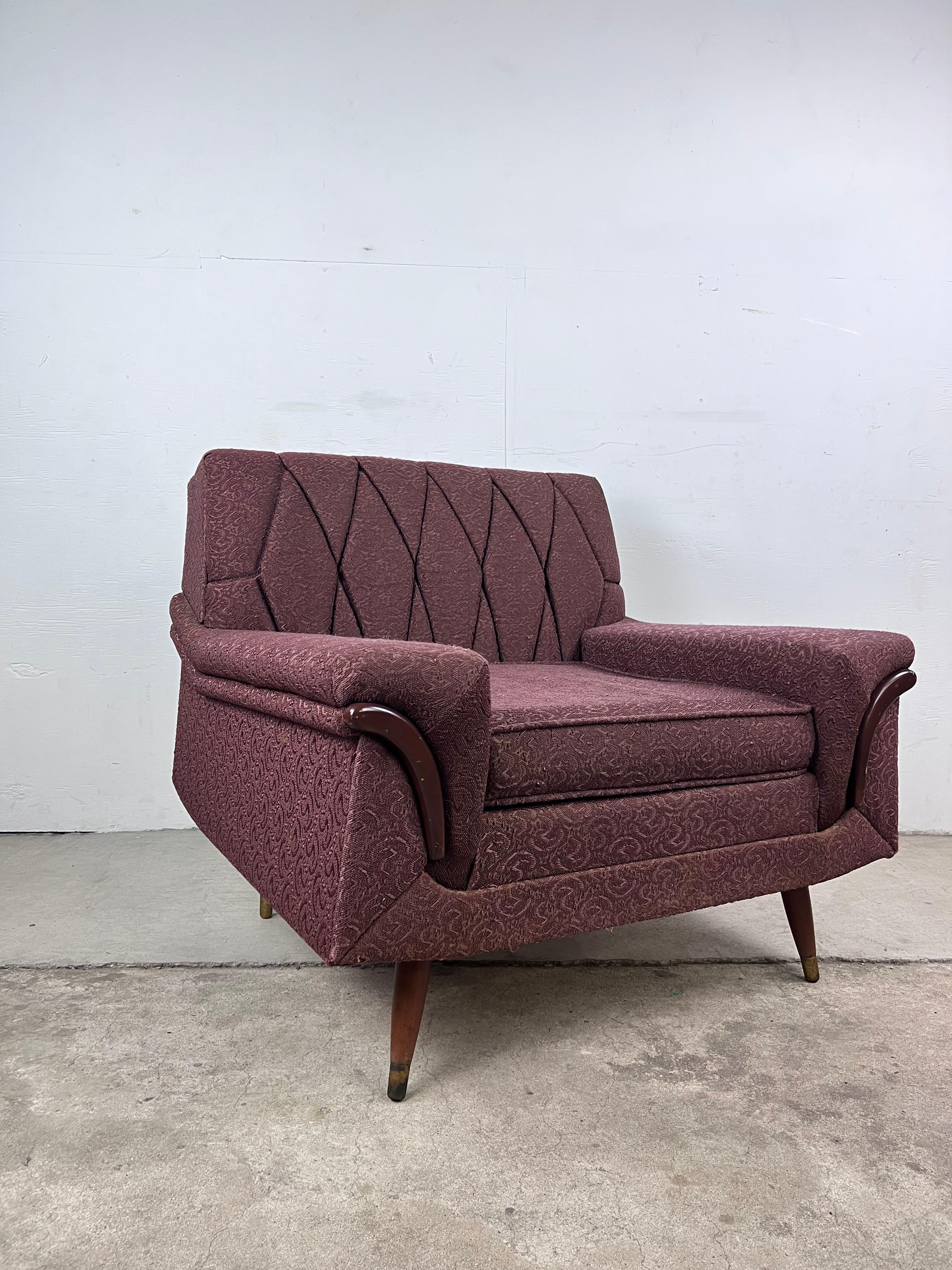 Mid Century Modern Lounge Chair with Brown Upholstery For Sale 11