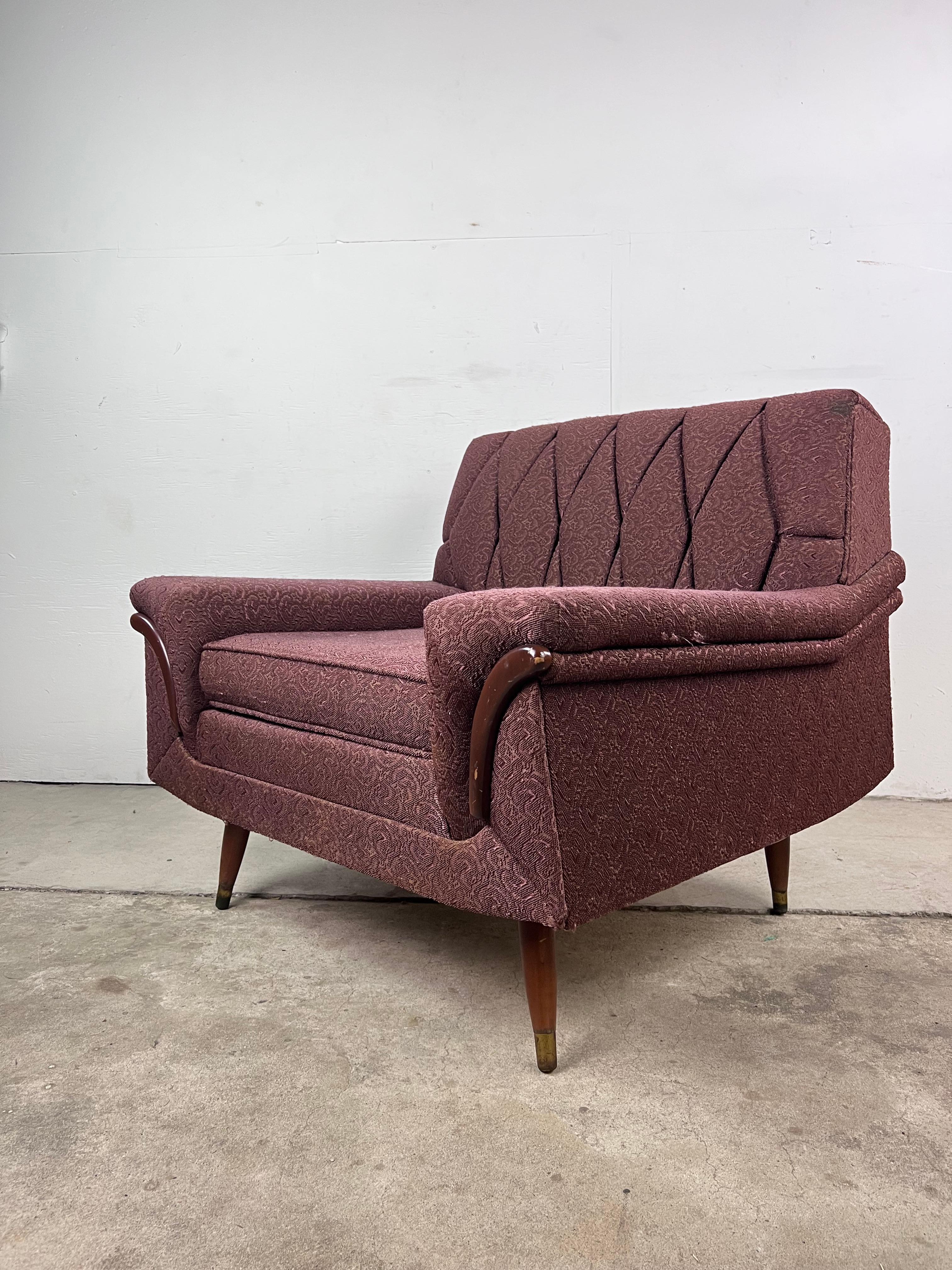 Mid Century Modern Lounge Chair with Brown Upholstery For Sale 12