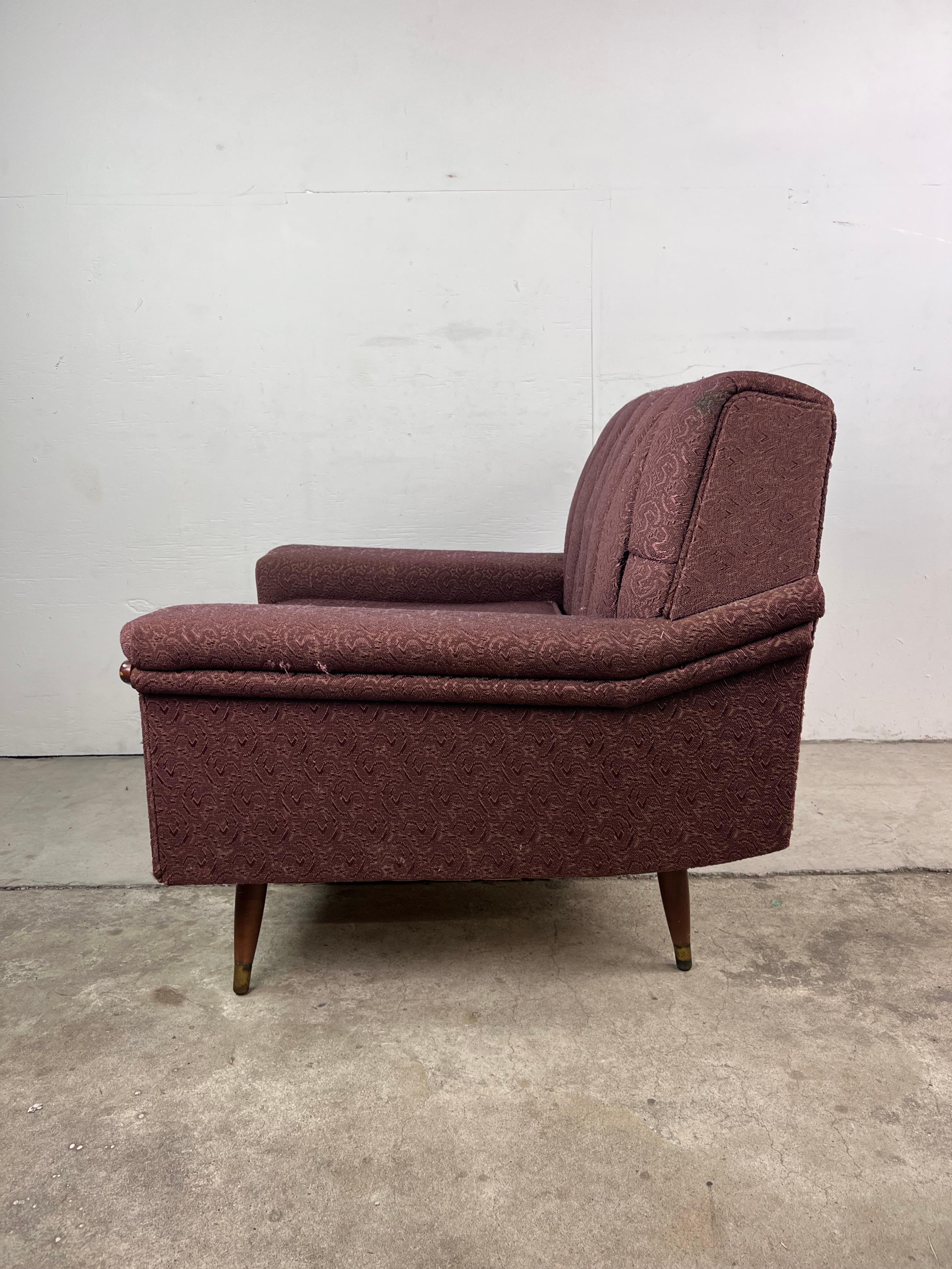 Mid Century Modern Lounge Chair with Brown Upholstery For Sale 13