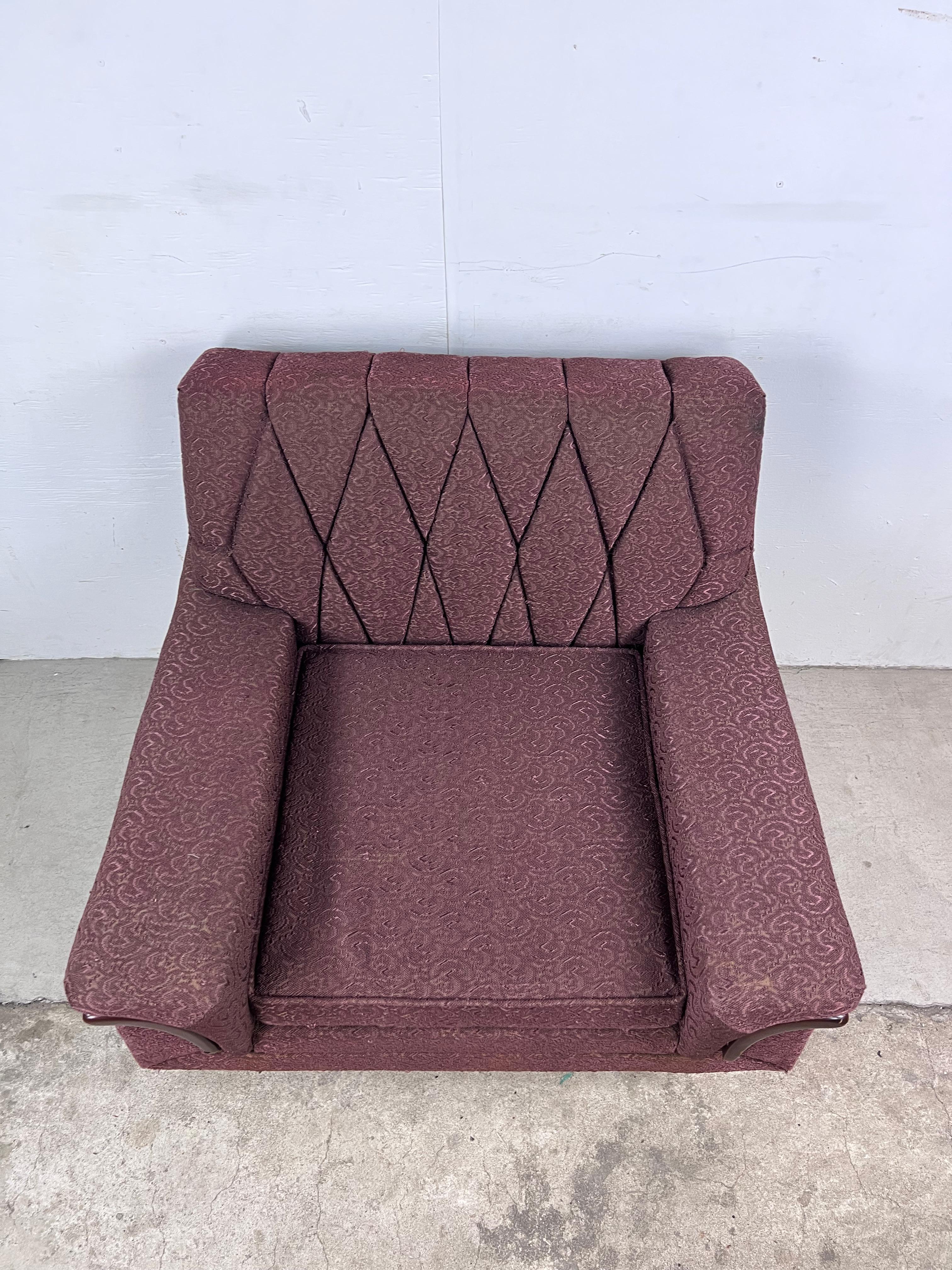American Mid Century Modern Lounge Chair with Brown Upholstery For Sale