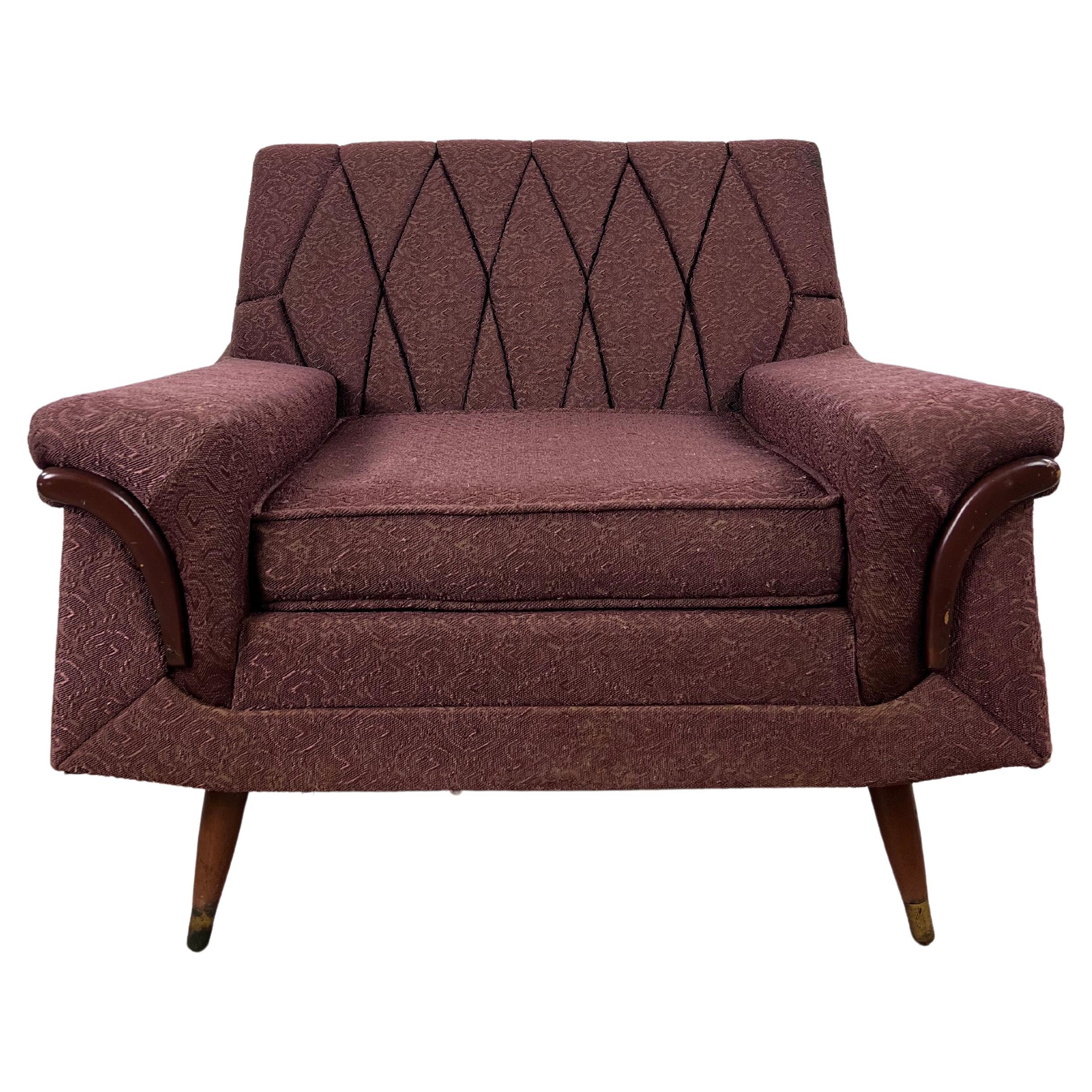 Mid Century Modern Lounge Chair mit brauner Polsterung
