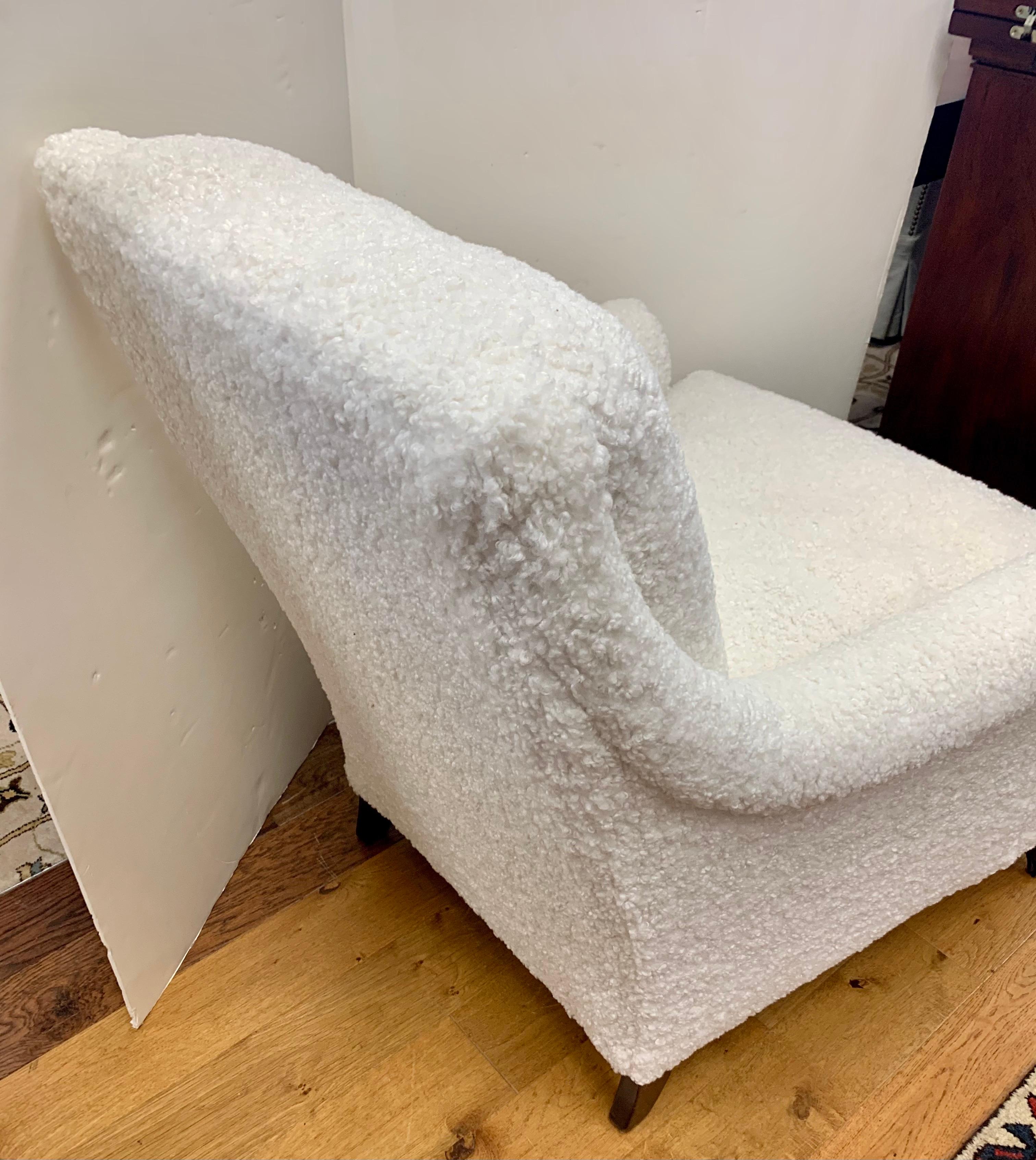 Mid-Century Modern Lounge Chair with New Boucle Upholstery  1