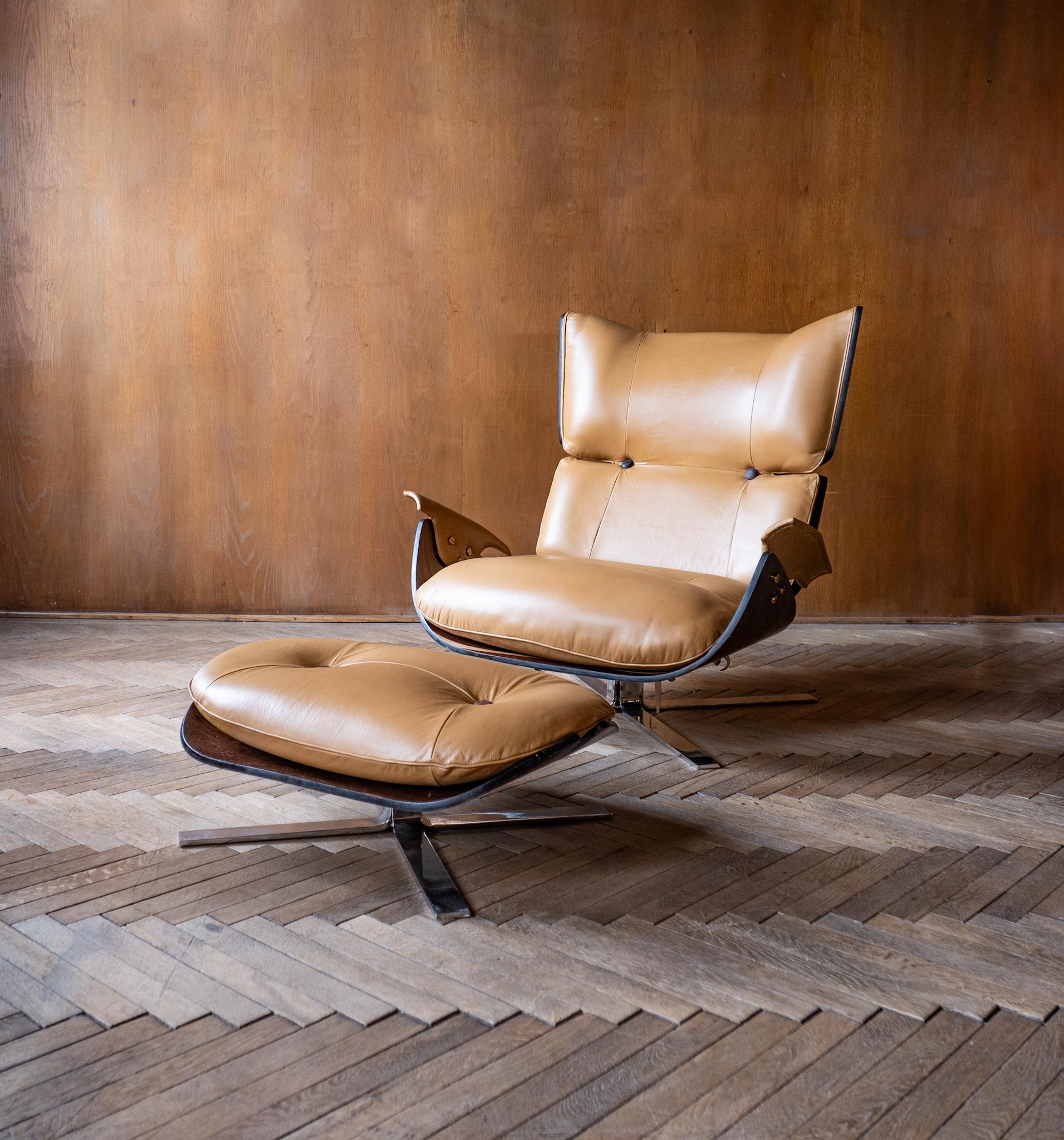 Mid-Century Modern Lounge Chair with Ottoman by Jorge Zalszupin, Brazil 1960s.

Iconic Lounge Chair and Ottoman Paulistana designed by the famous brazilian designer Jorge Zalszupin in the 60s and produced by L’Atelier Moveis (original label at the