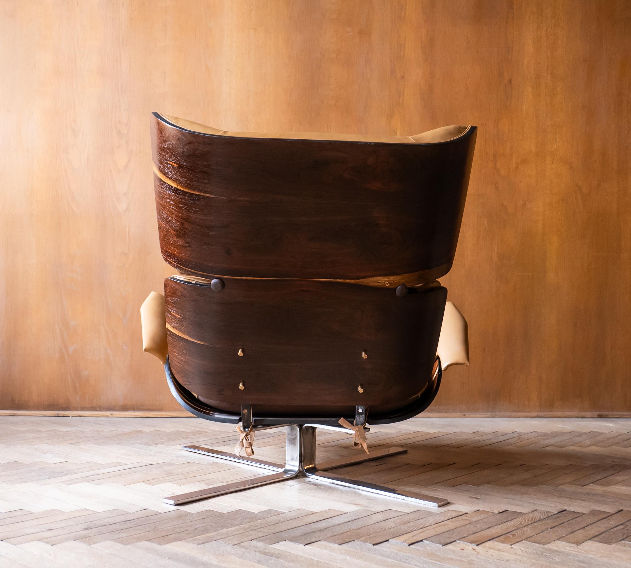 Mid-Century Modern Lounge Chair with Ottoman by Jorge Zalszupin, Brazil 1960s 1