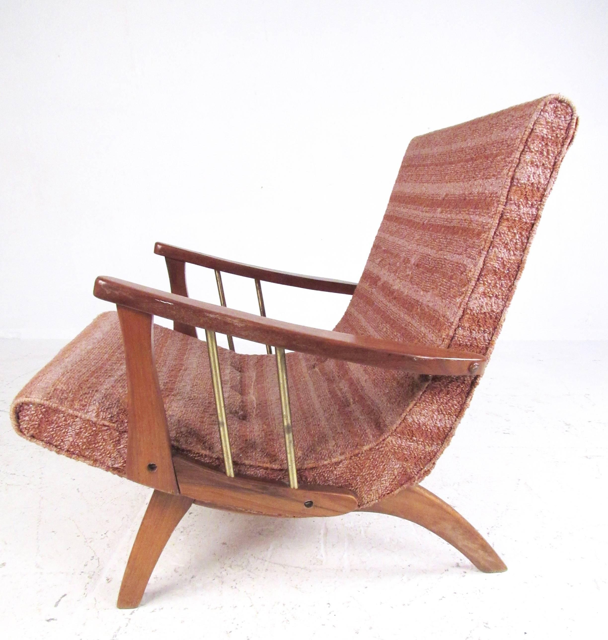 mid century lounge chair with ottoman