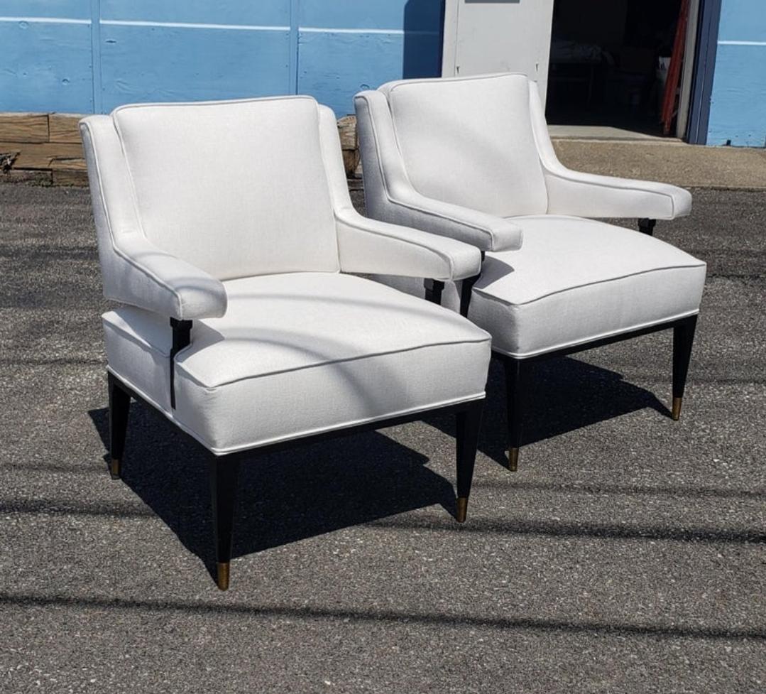 Fabric  Mid Century Modern Lounge Chairs A Pair For Sale