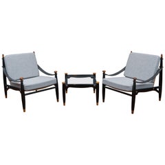 Mid-Century Modern Lounge Chairs and Table