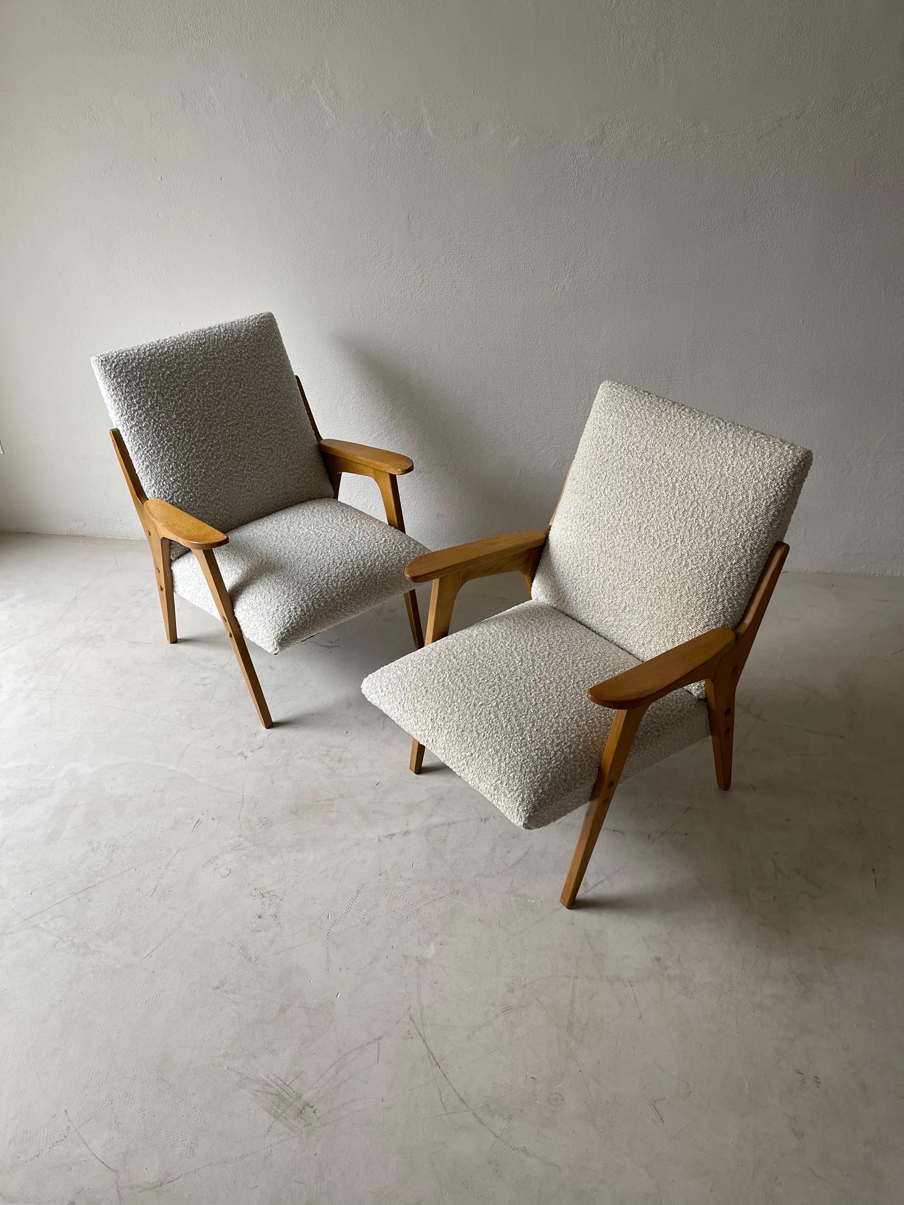 Austrian Mid-Century Modern Lounge Chairs by Franz Schuster in the Style of Gio Ponti