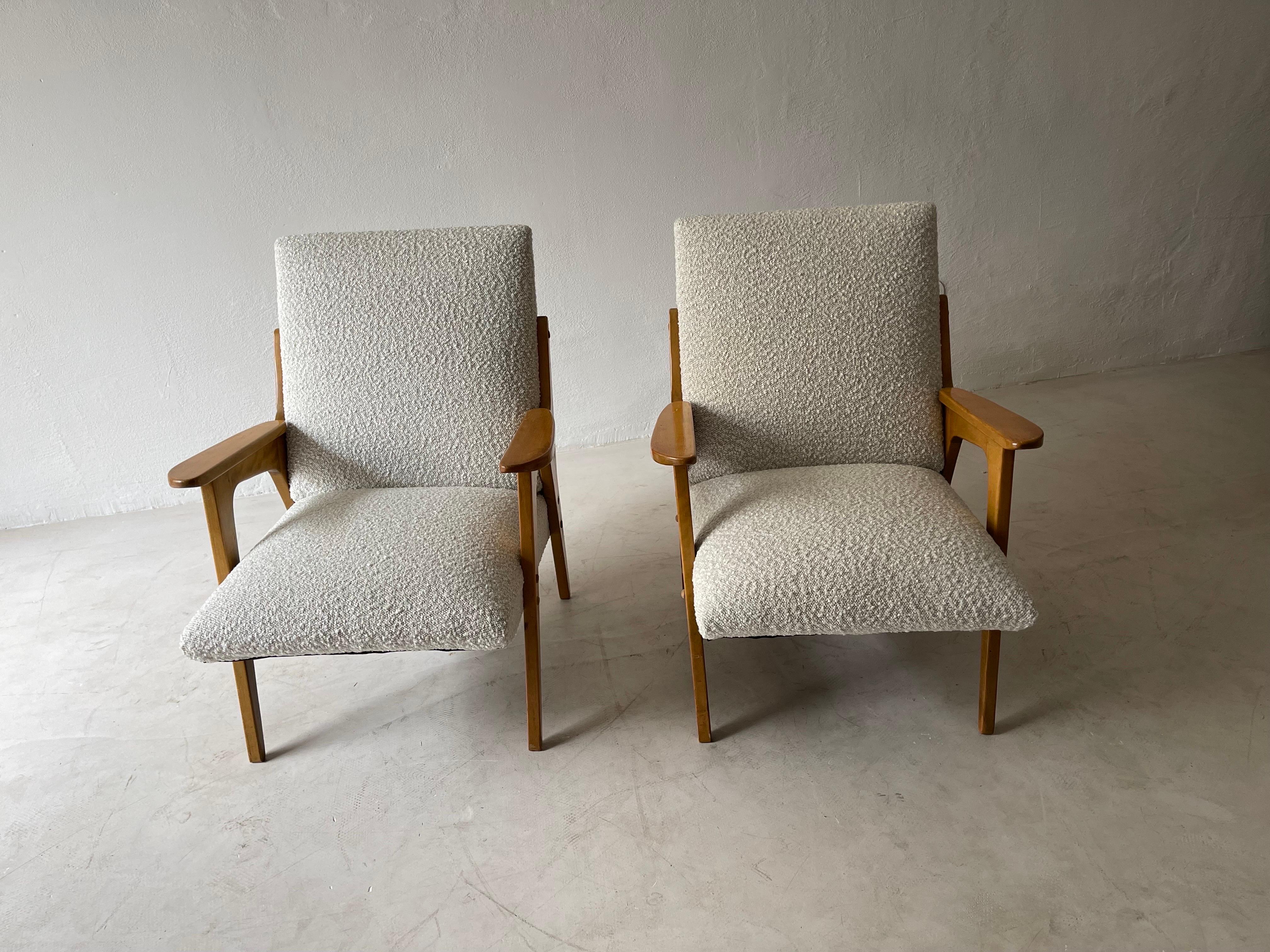 Mid-20th Century Mid-Century Modern Lounge Chairs by Franz Schuster in the Style of Gio Ponti