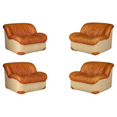 Mid-Century Modern Lounge Chairs by Guido Faleschini in Patinated Cognac Leather