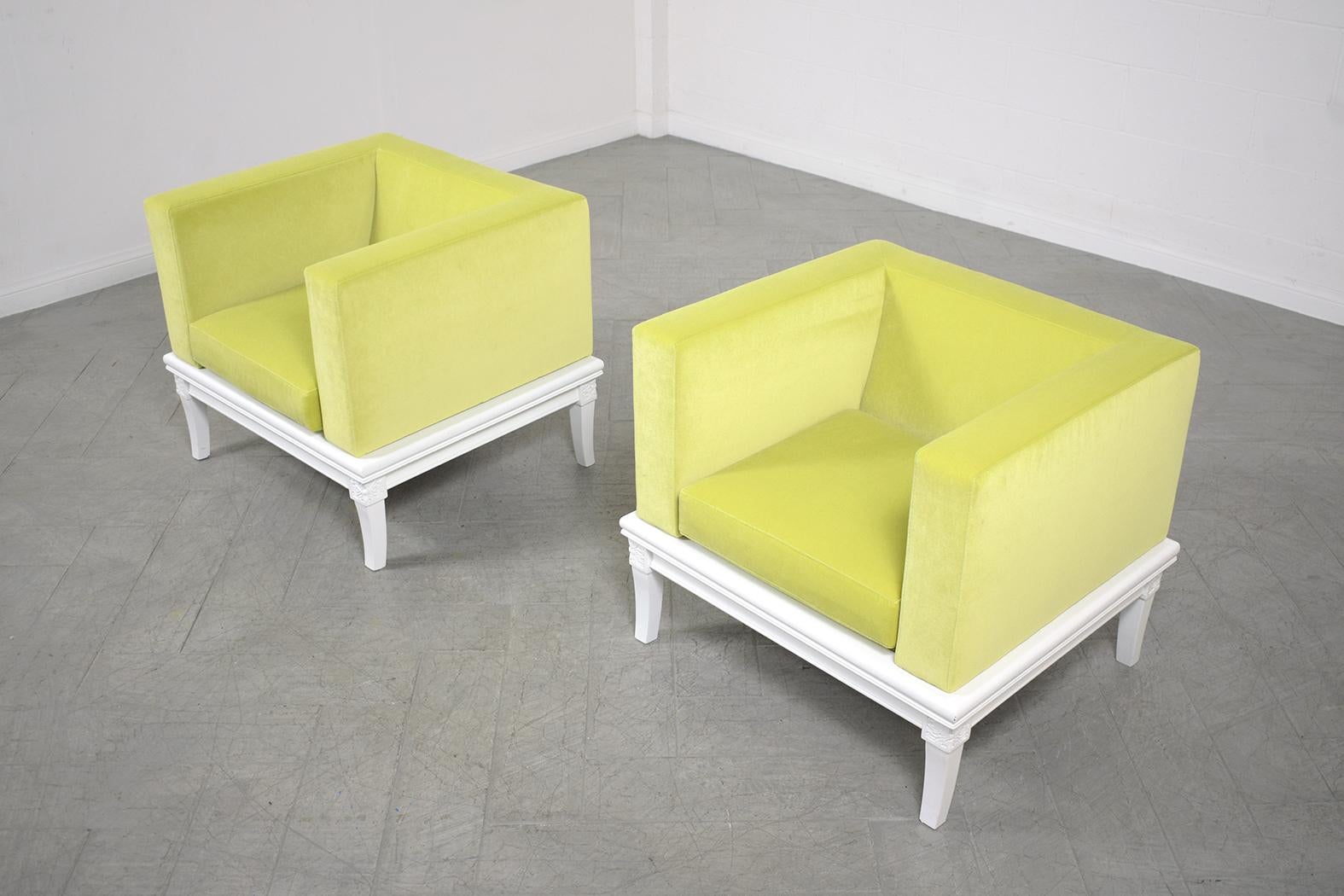 American Modern Green Velvet Lounge Chairs: Vintage Elegance Meets Contemporary Comfort
