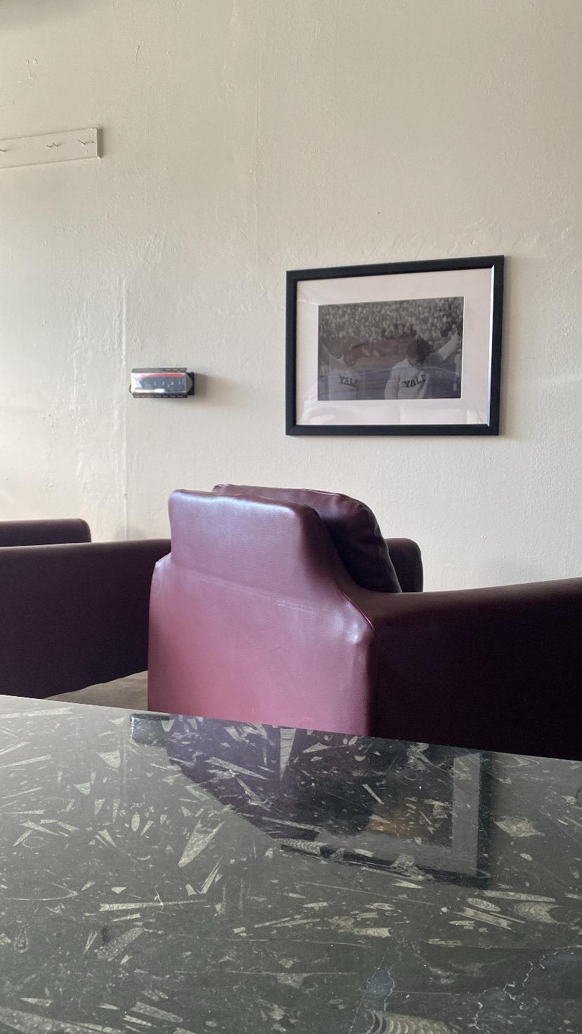 Mid Century Modern Lounge Chairs in a Maroon Leather For Sale 1