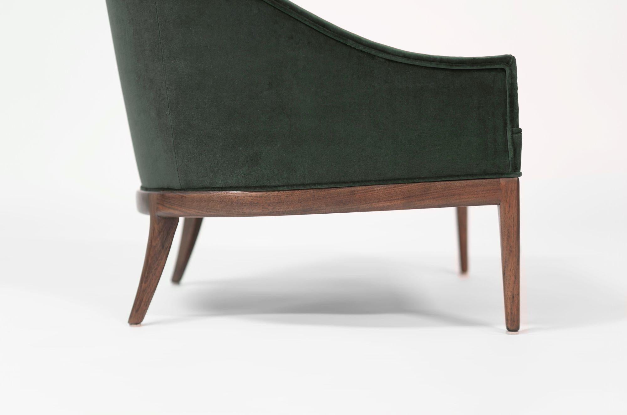 Sedie da salotto moderne di metà secolo in velluto smeraldo, C.C. 1950 In condizioni ottime in vendita a Westport, CT