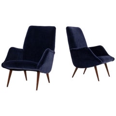 Mid-Century Modern-Loungesessel aus Mohair-Samt von Carlo de Carli für Cassina