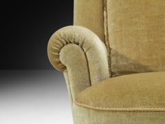 Mid-Century Modern Lounge Chairs in Muted Golden Velvet