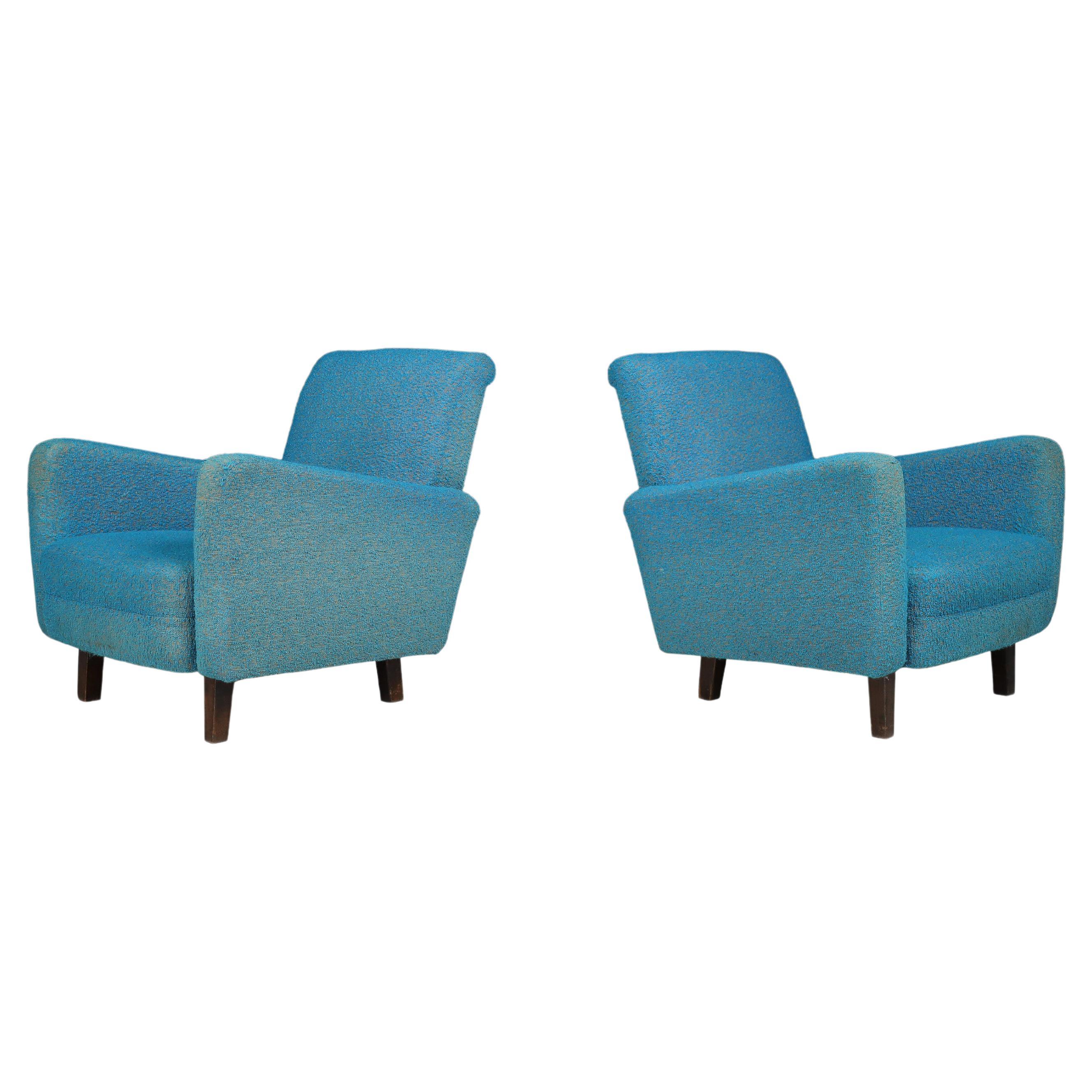 Mid-Century Modern Lounge Chairs in Original Upholstery, Praque 1950s    For Sale