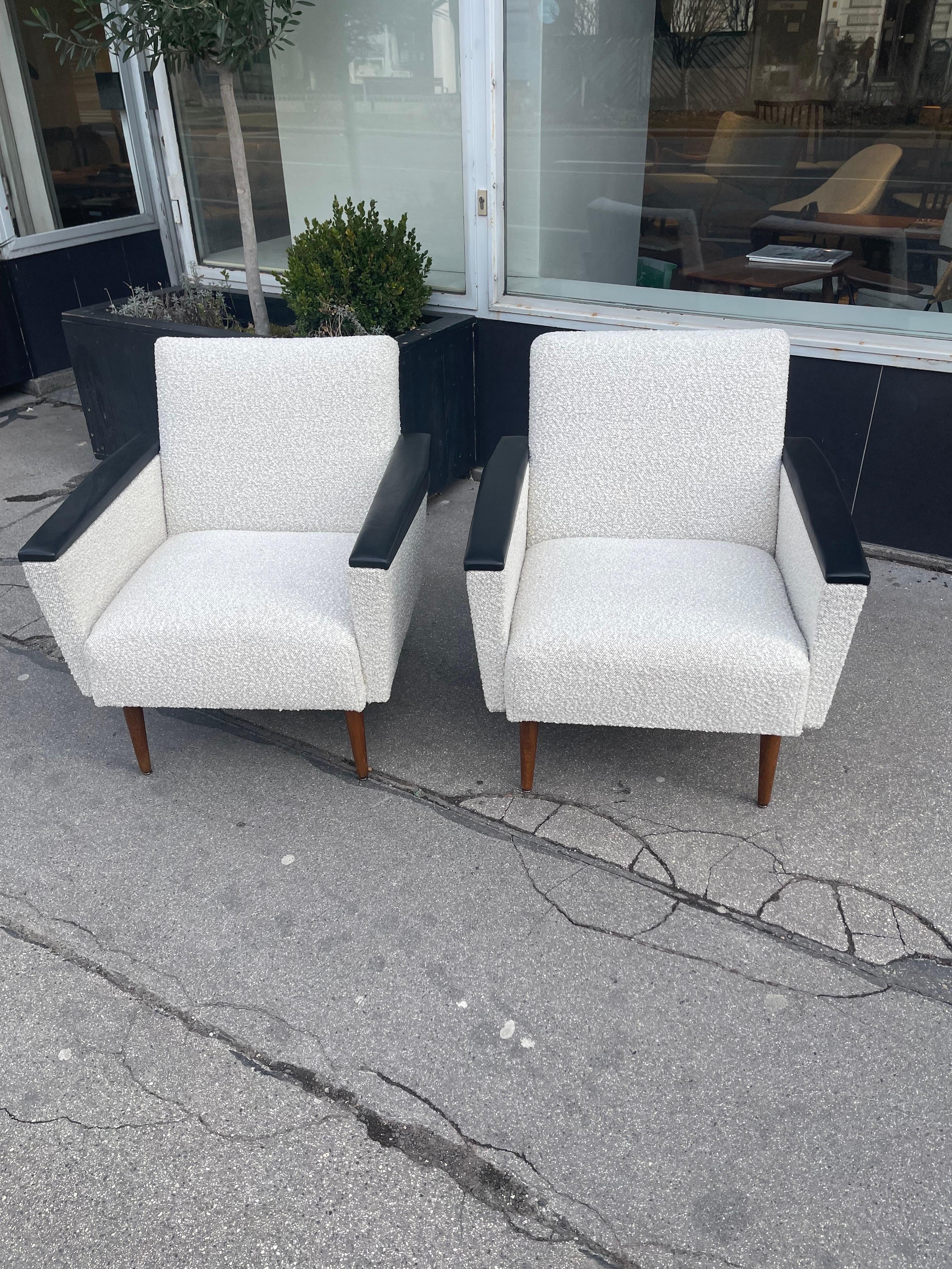 Mid-20th Century Mid-Century Modern Lounge Chairs Set of Two Style of Pierre Guariche, 1960s For Sale