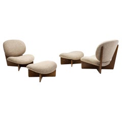 Mid-Century Modern Lounge Chairs with Footstools, Europe Late 20th Century