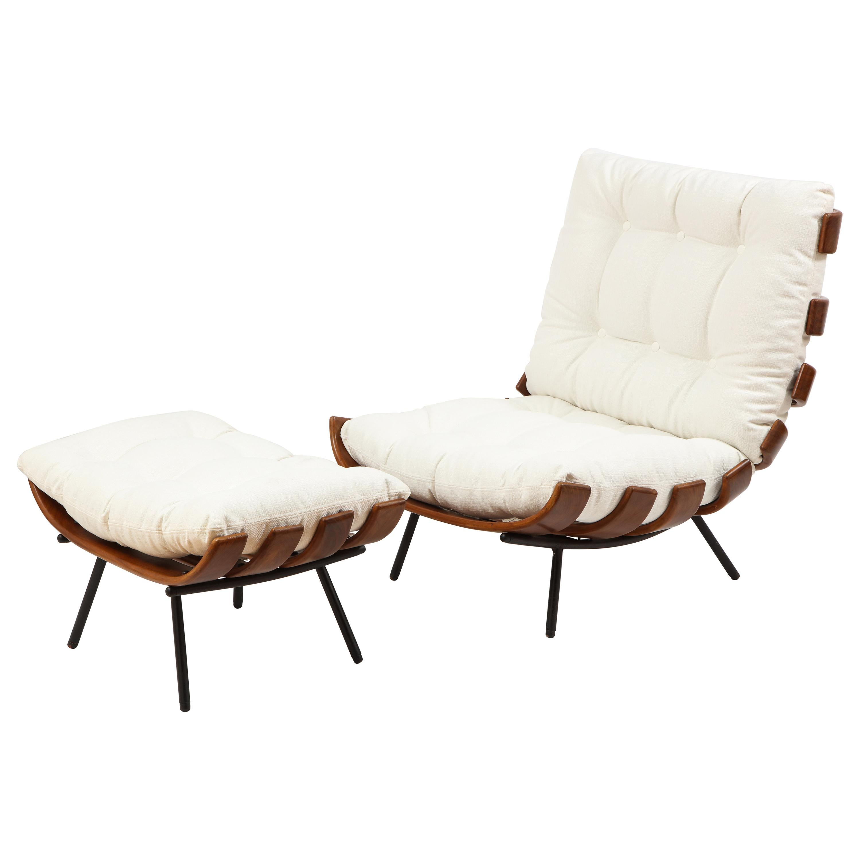 Mid-Century Modern Lounge Costela Chair with Ottoman Carlo Hauner Martin Eisler
