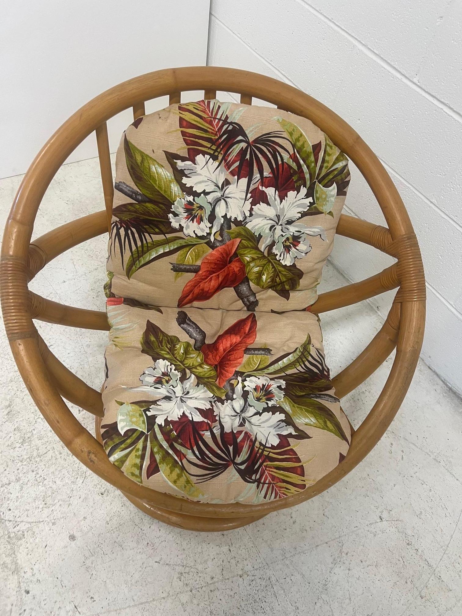 Mid-Century Modern Mid Century Modern Lounge Hoop Chair Bamboo Rattan Beverly Hills Sun Room For Sale