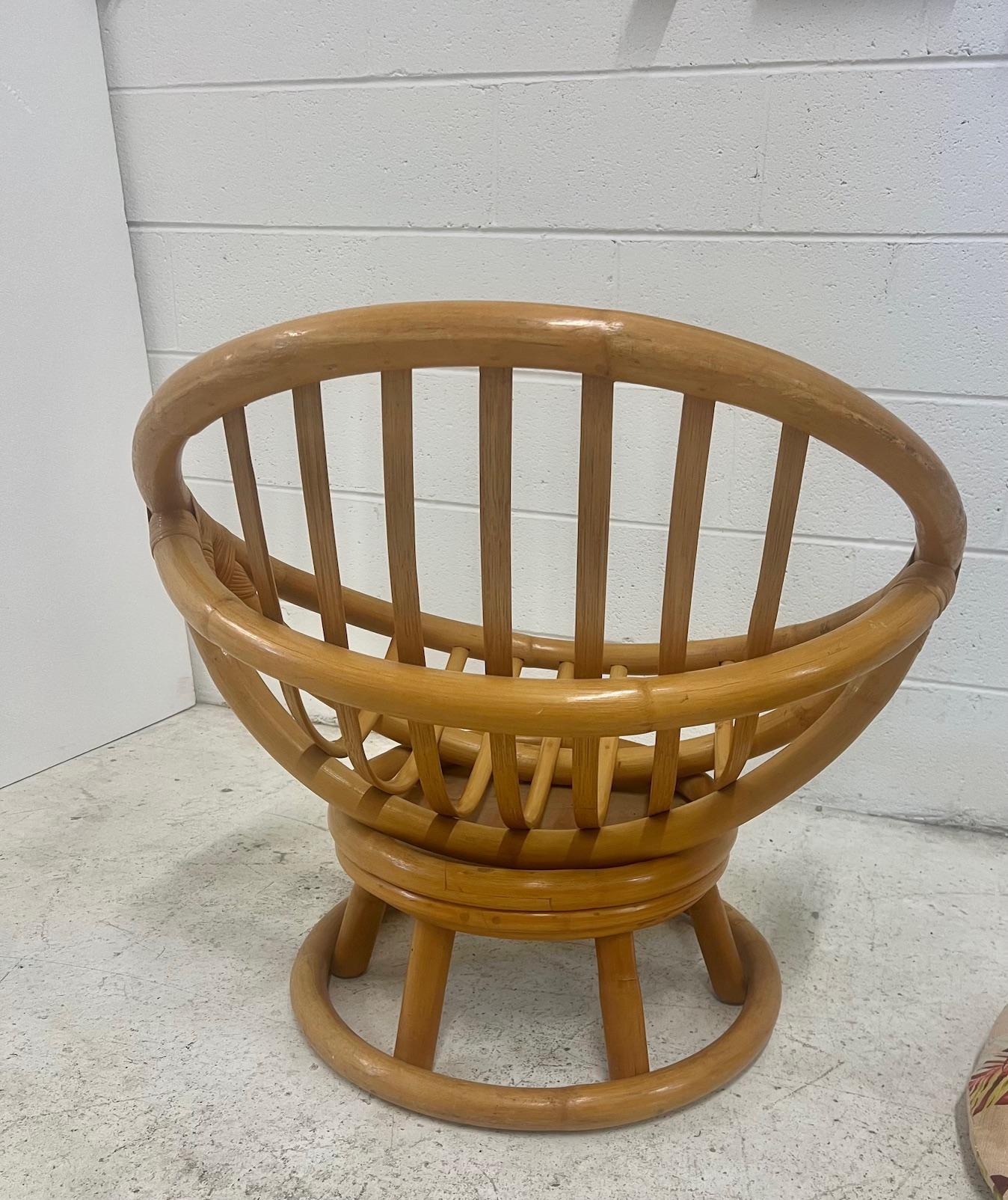 Mid Century Modern Lounge Hoop Chair Bamboo Rattan Beverly Hills Sun Room For Sale 3