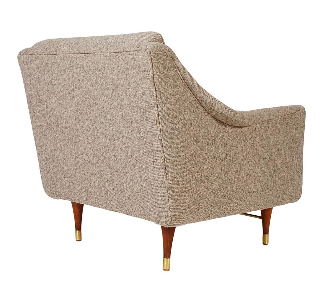 Brass Mid-Century Modern Lounge or Club Chairs After Edward Wormley for Dunbar