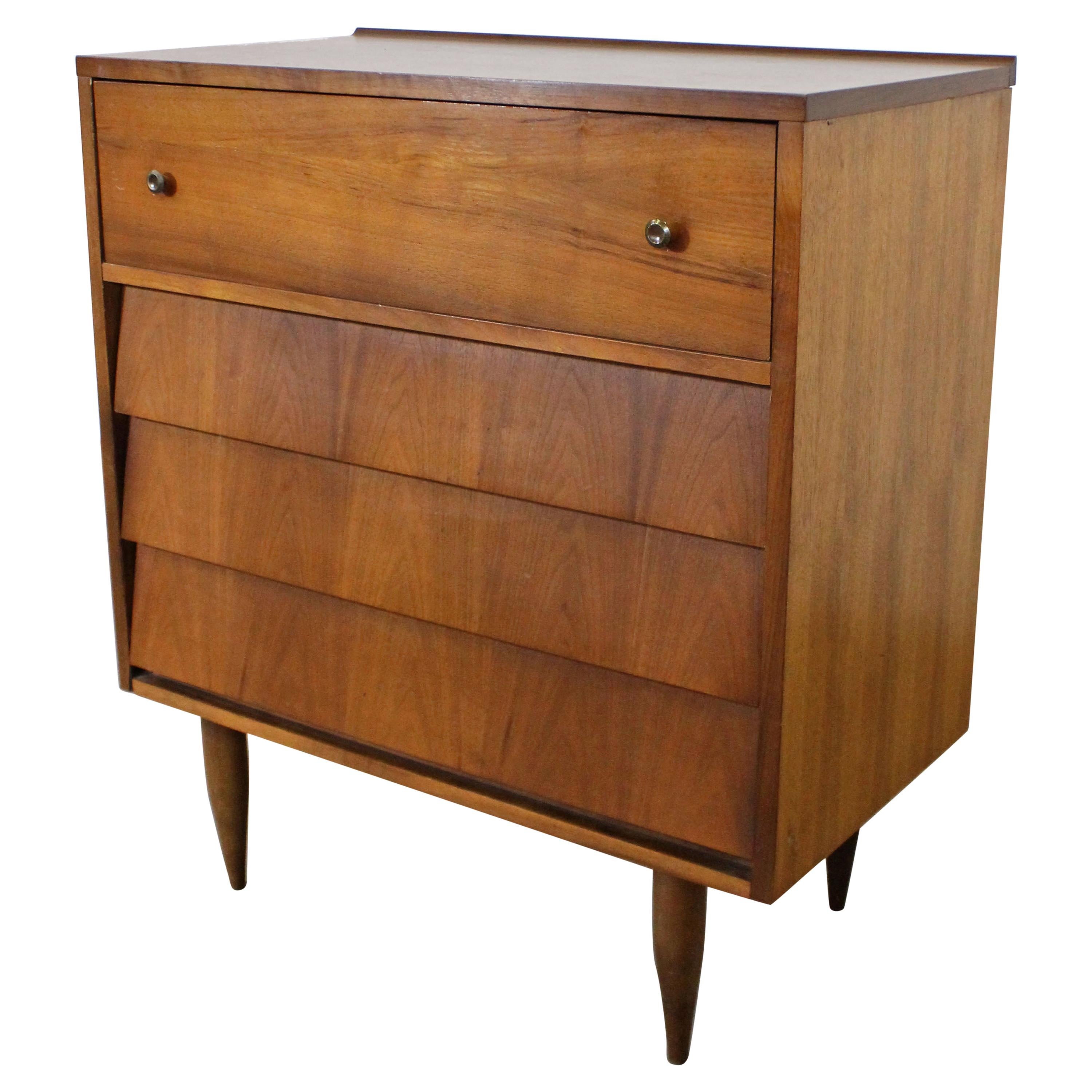 Mid-Century Modern Louvered Front Tall Chest/Dresser