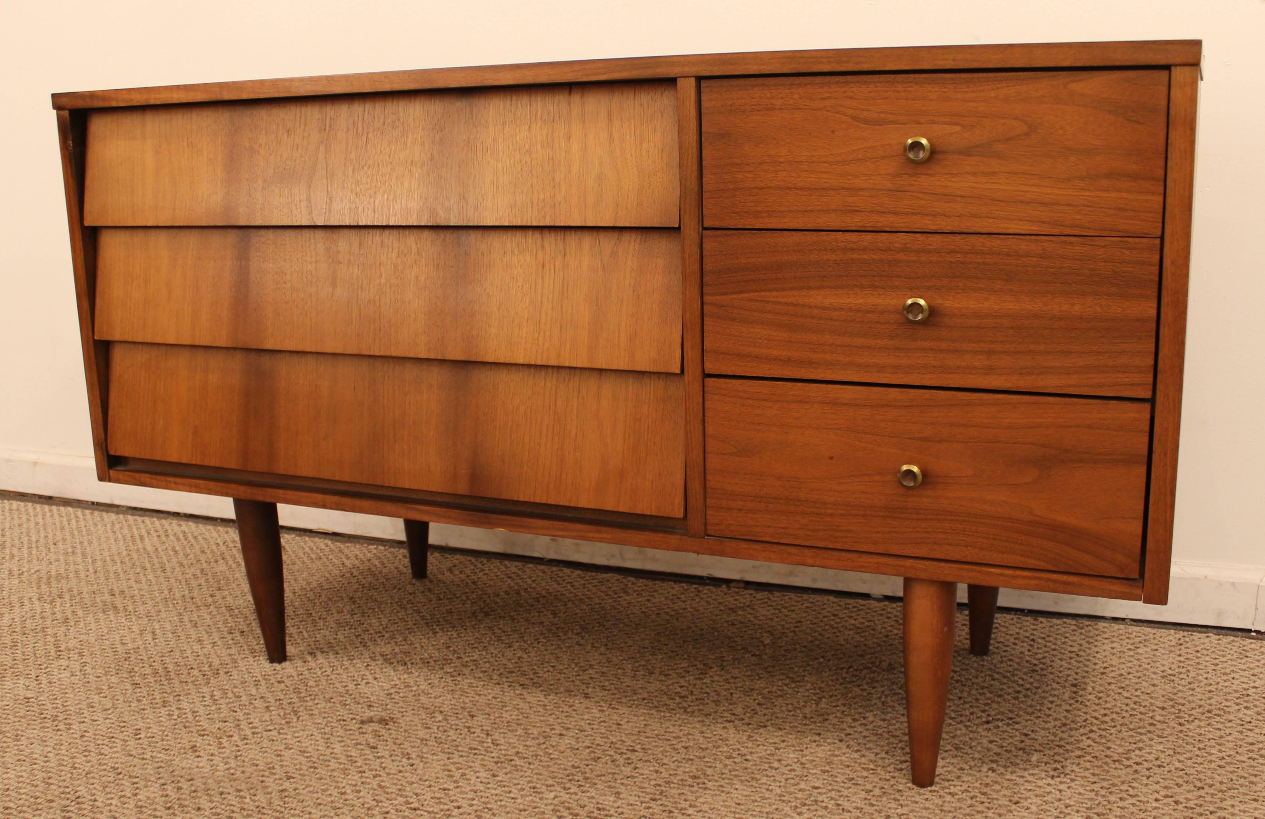American Mid-Century Modern Louvre-Front Credenza