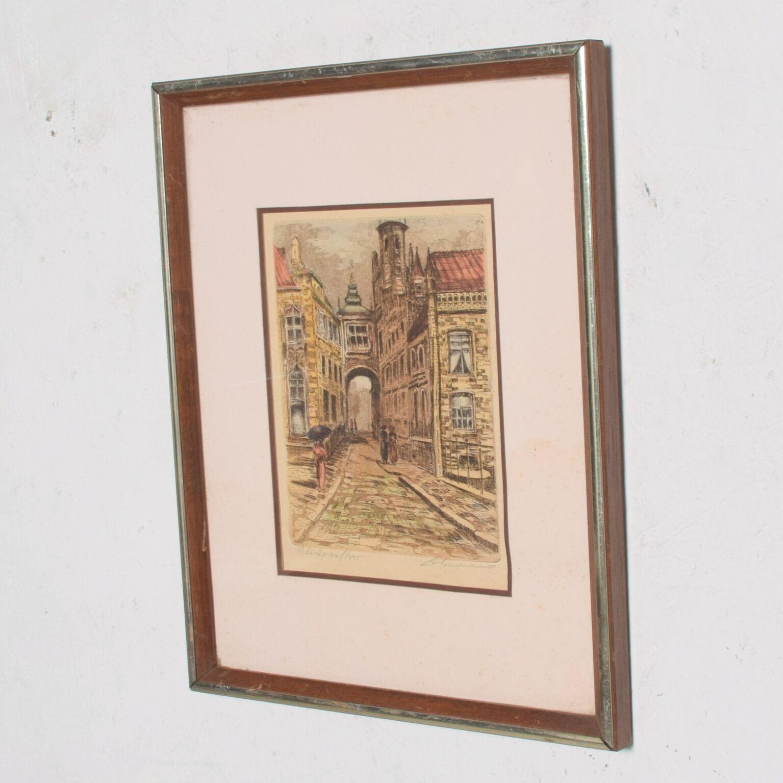 European Landscape, Art Piece Serigraph  
Signed in pencil lower right, Mariah. 
Original frame. Title name on lower left side. Original frame. 
Type appears as embossed serigraph. 
 12