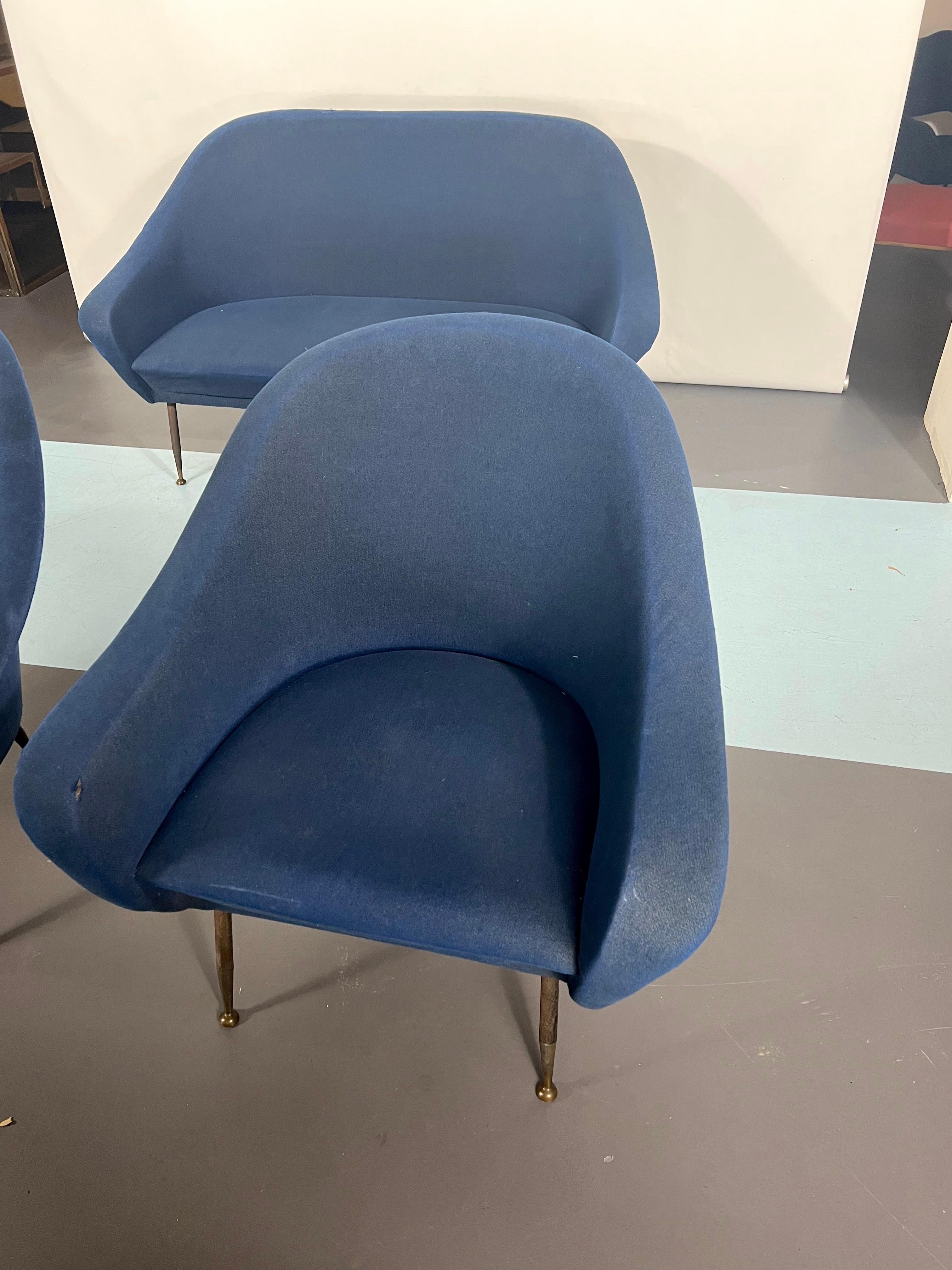 Loveseat y sillones modernos de mediados de siglo de Gastone Rinaldi de los años 50 en Bueno estado para la venta en Catania, CT