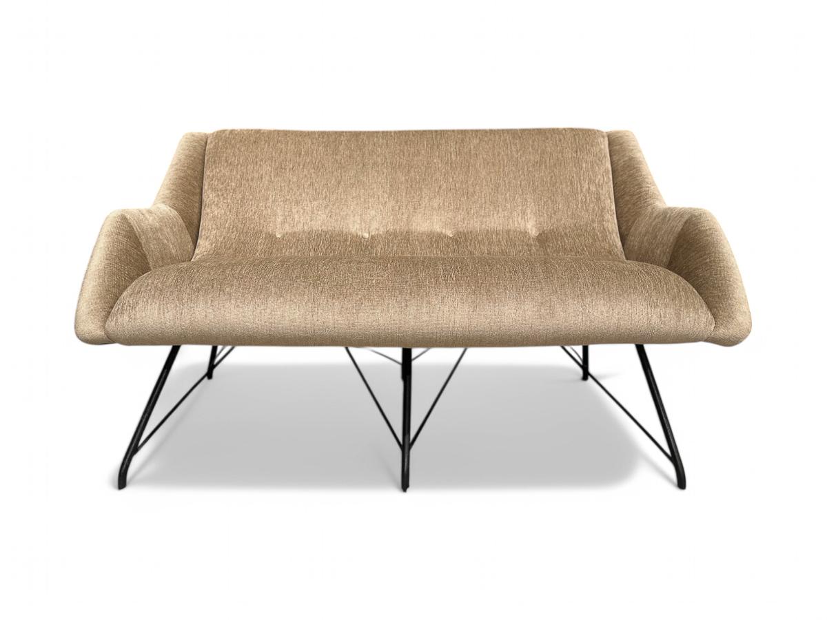 Brazilian Mid-Century Modern Loveseat in Iron & Fabric, Carlo Hauner, Brazil 1955 For Sale