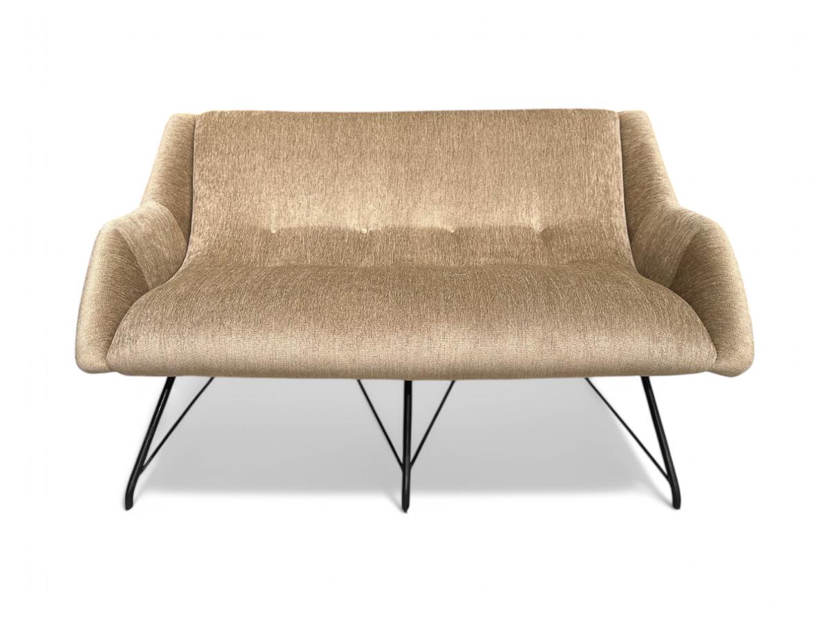 Hand-Knotted Mid-Century Modern Loveseat in Iron & Fabric, Carlo Hauner, Brazil 1955 For Sale