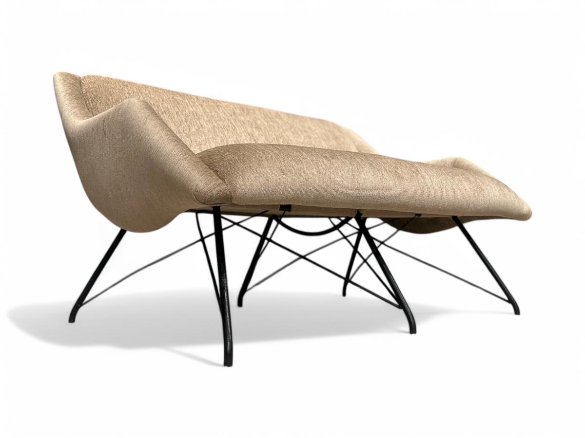Mid-Century Modern Loveseat in Iron & Fabric, Carlo Hauner, Brazil 1955 For Sale 3
