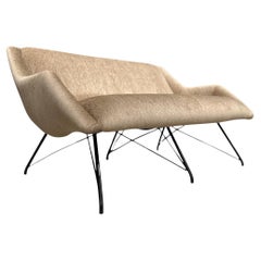 Causeuse moderne du milieu du siècle en fer et tissu, Carlo Hauner, Brésil 1955