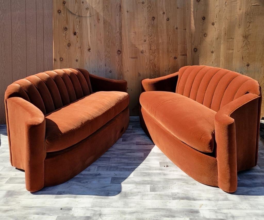 Mid-Century Modern Loveseats by Larry Laslo for Directional, Pair For Sale 5
