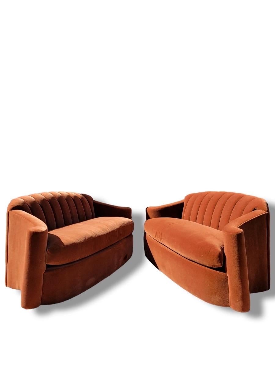 Mid-Century Modern Loveseats by Larry Laslo for Directional, Pair For Sale 3