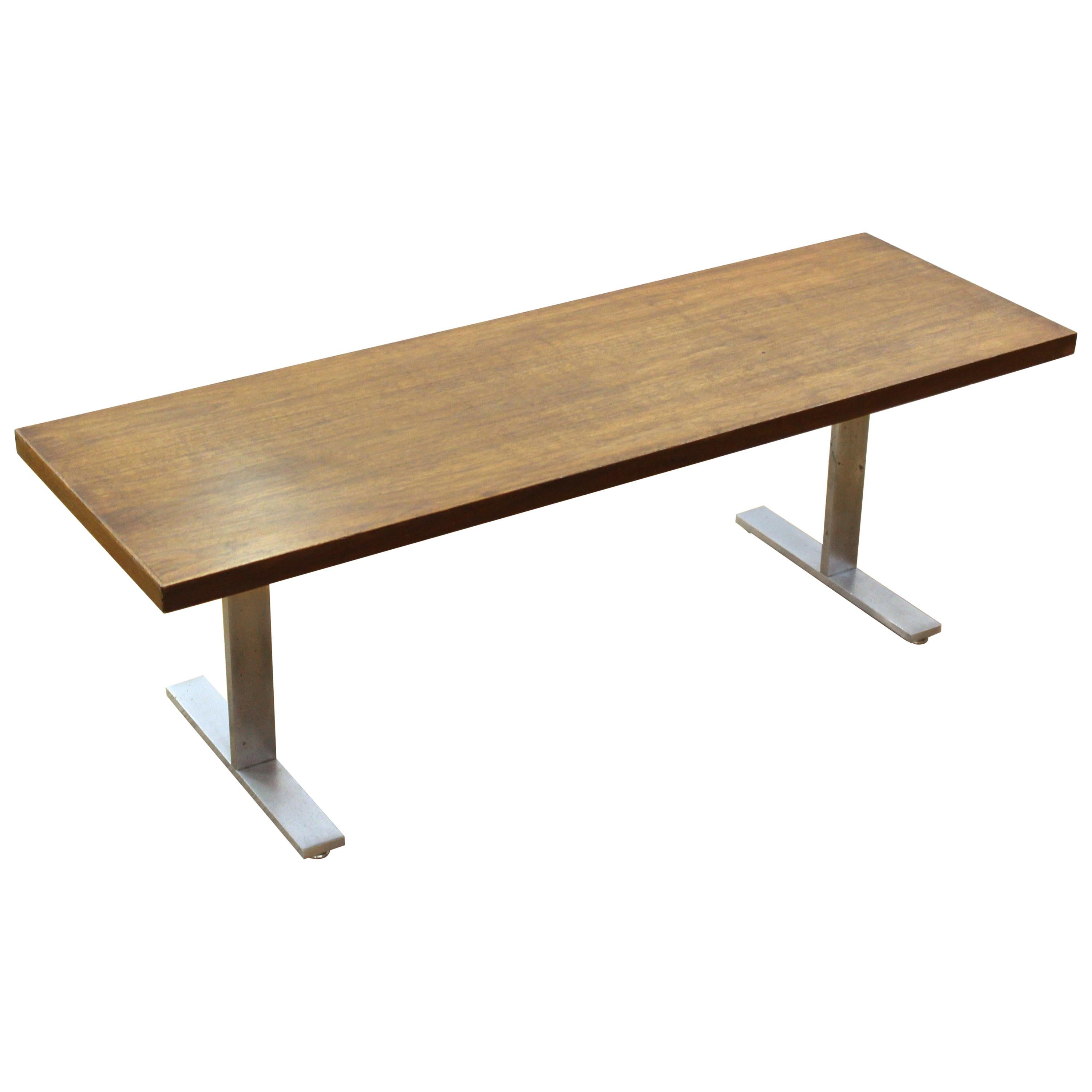 Mid-Century Modern Low Bench with Metal Legs