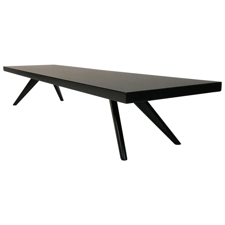 Mid Century Modern Low Black Lacquered Mahogany Coffee Table For Mid Century Modern Low Black Lacquered Mahogany Coffee Table For
