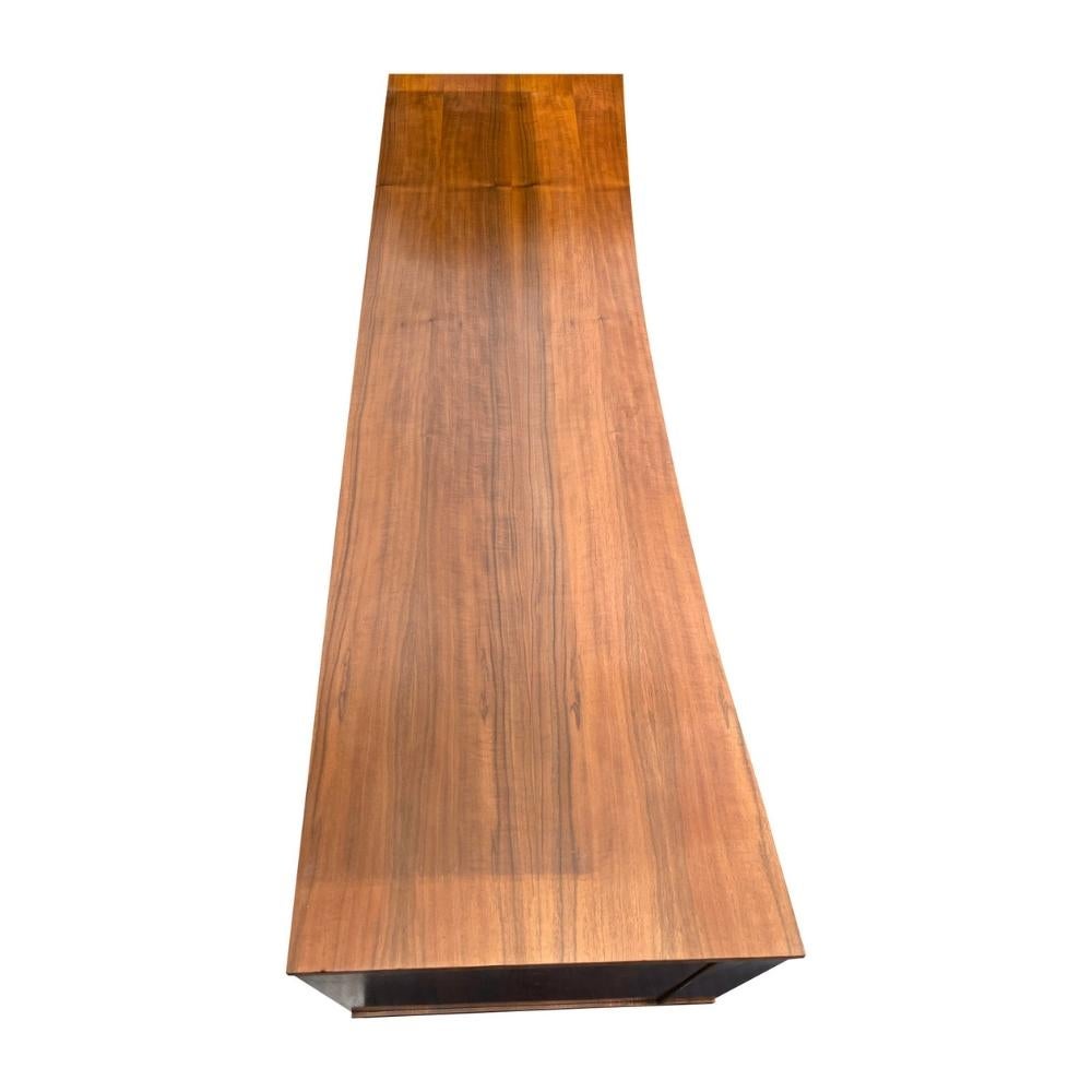 Wood Mid Century Modern Low Concave Compact Credenza Cabinet by Young and Company For Sale
