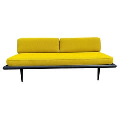 Mid-Century Modern Low Daybed Black Lacquer Frame and Mustard Yellow Cushions