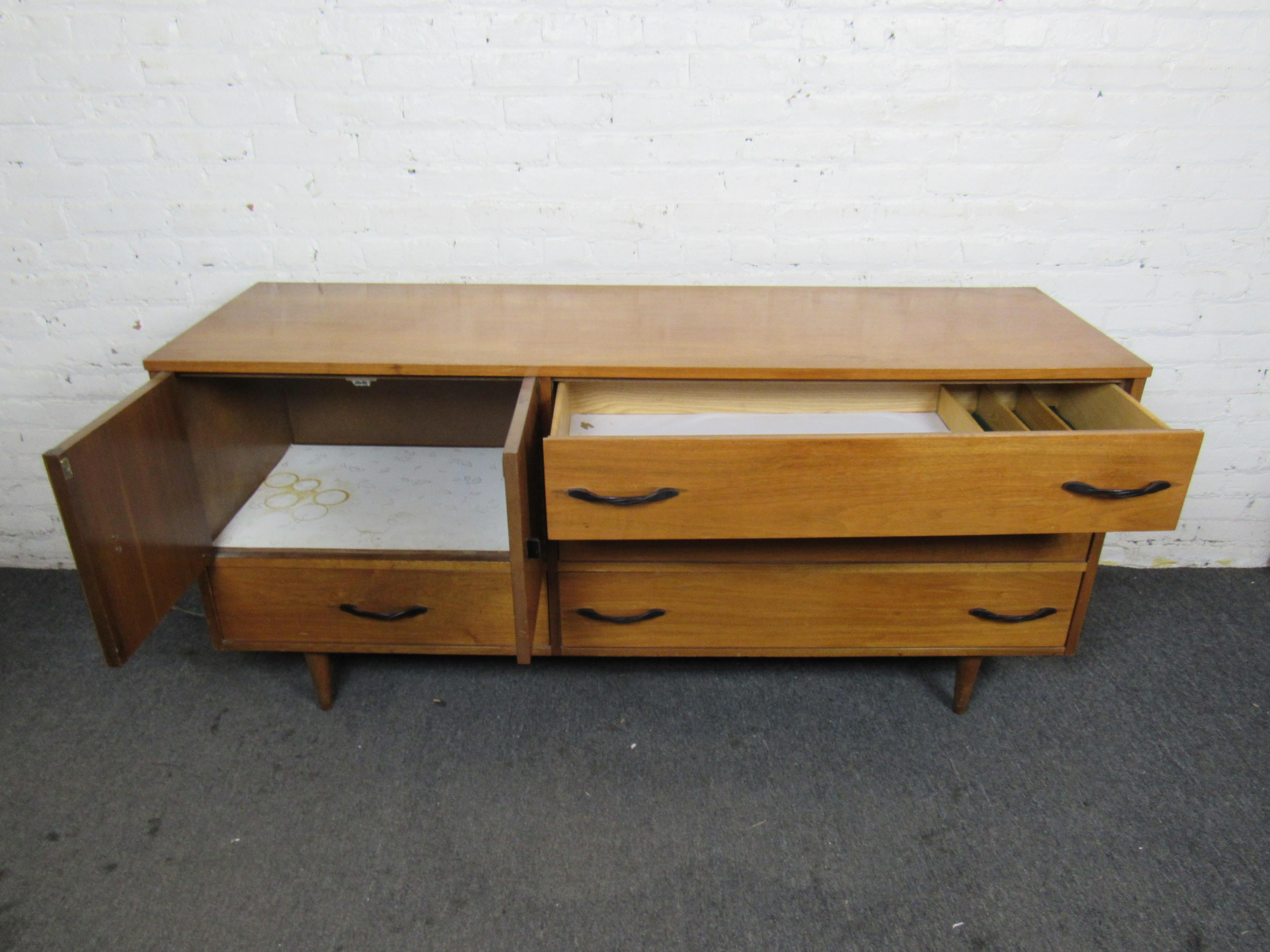 Wood Mid-Century Modern Low Dresser For Sale