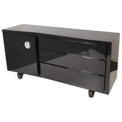 Mid-Century Modern Low Dresser In Graphite Lacquer
