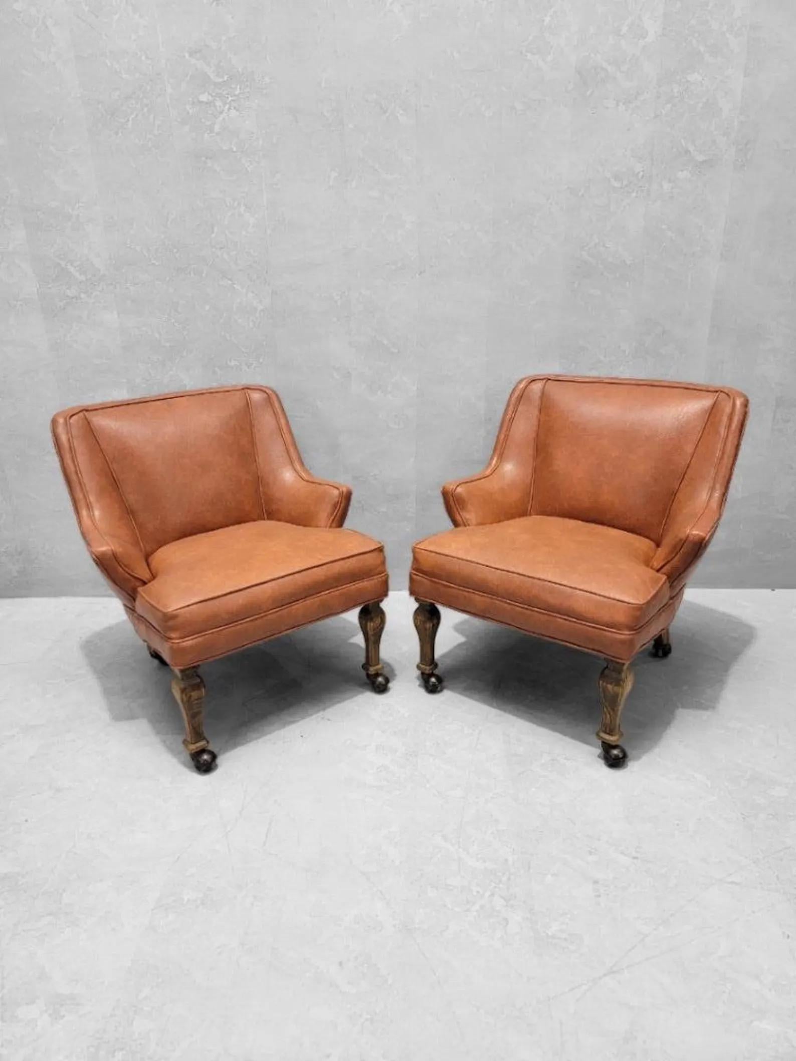 Pelle Sedie da tavolo a basso profilo moderne del Mid Century - Set di 4 in vendita