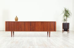 Mid-Century Modern Low Profile Tambour-Door Credenza by Barzilay